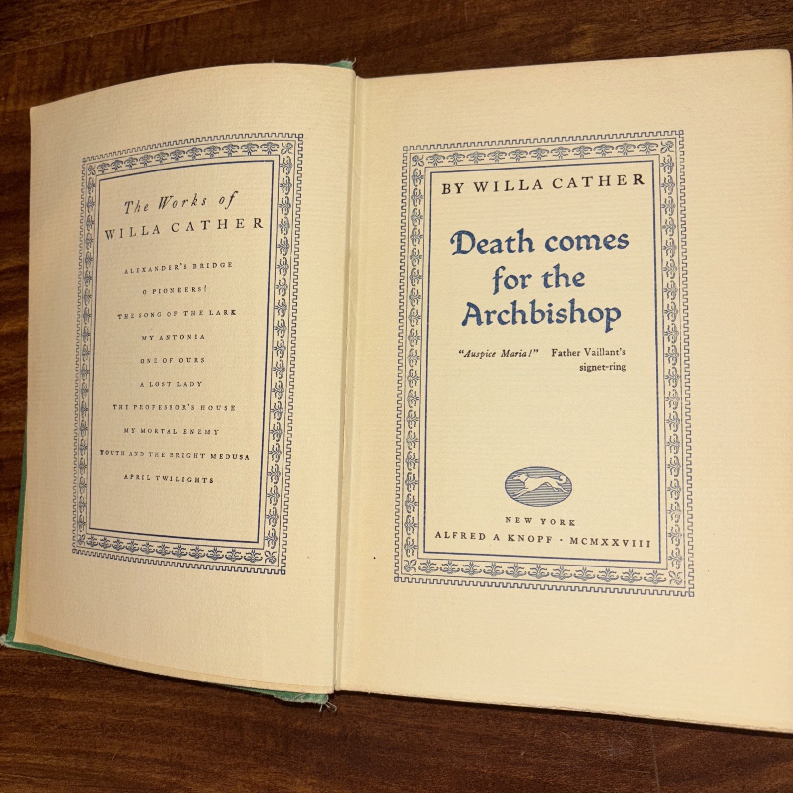 Death Comes For The Archbishop by Willa Cather~Vintage 1930 HC Alfred A. Knopf