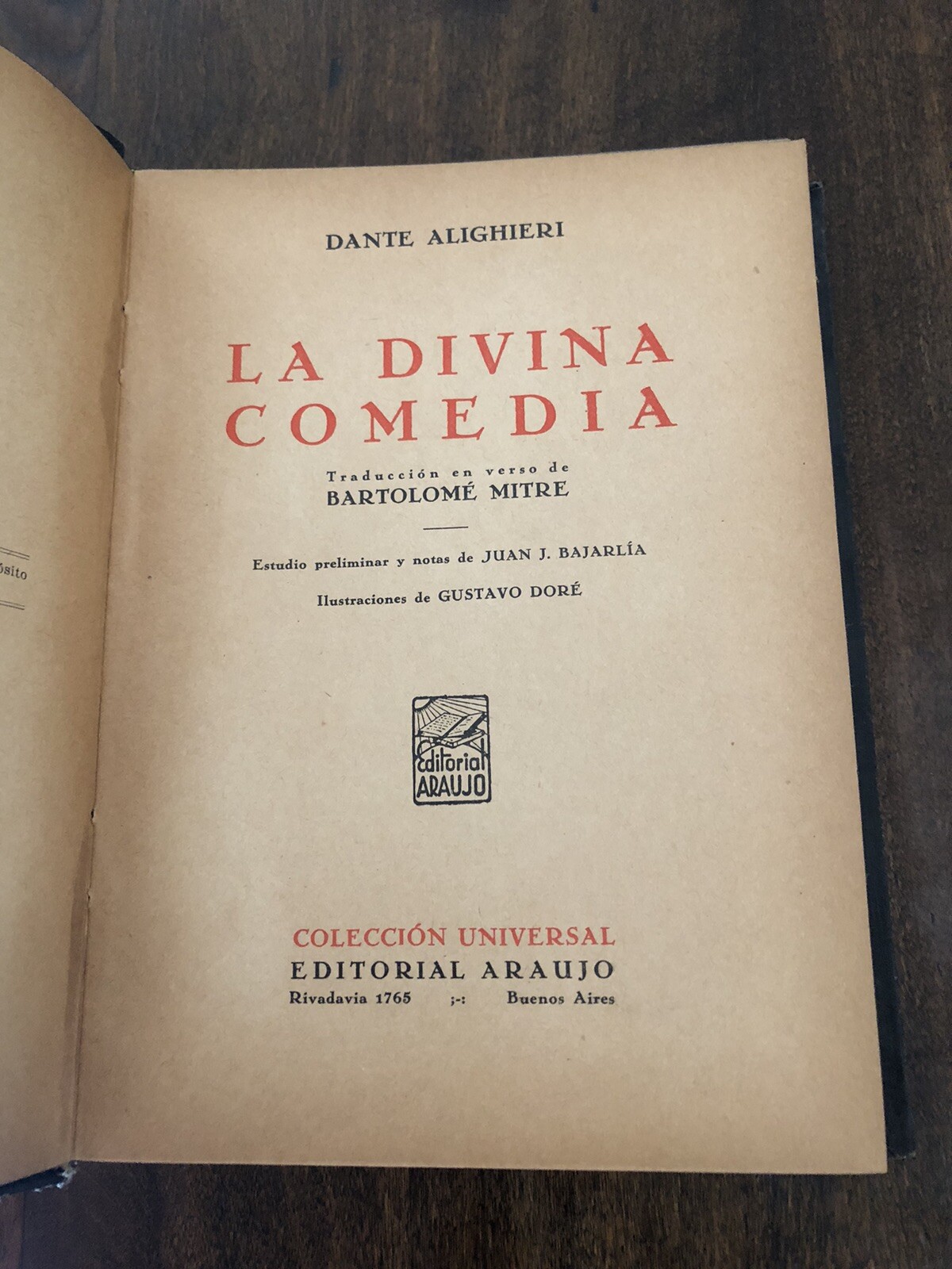 1944 Dante Aleghieri La Divina Comedia Gustavo Dore Bartolome Mitre Ed Araujo