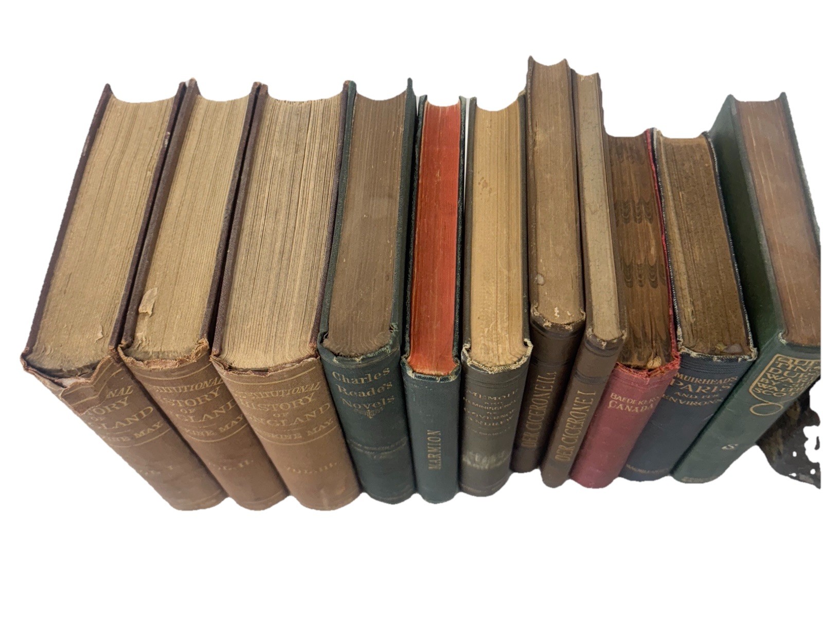 Antique Book Lot (11) – Baedeker, Erskine May, Reade, Walter Scott, Paris