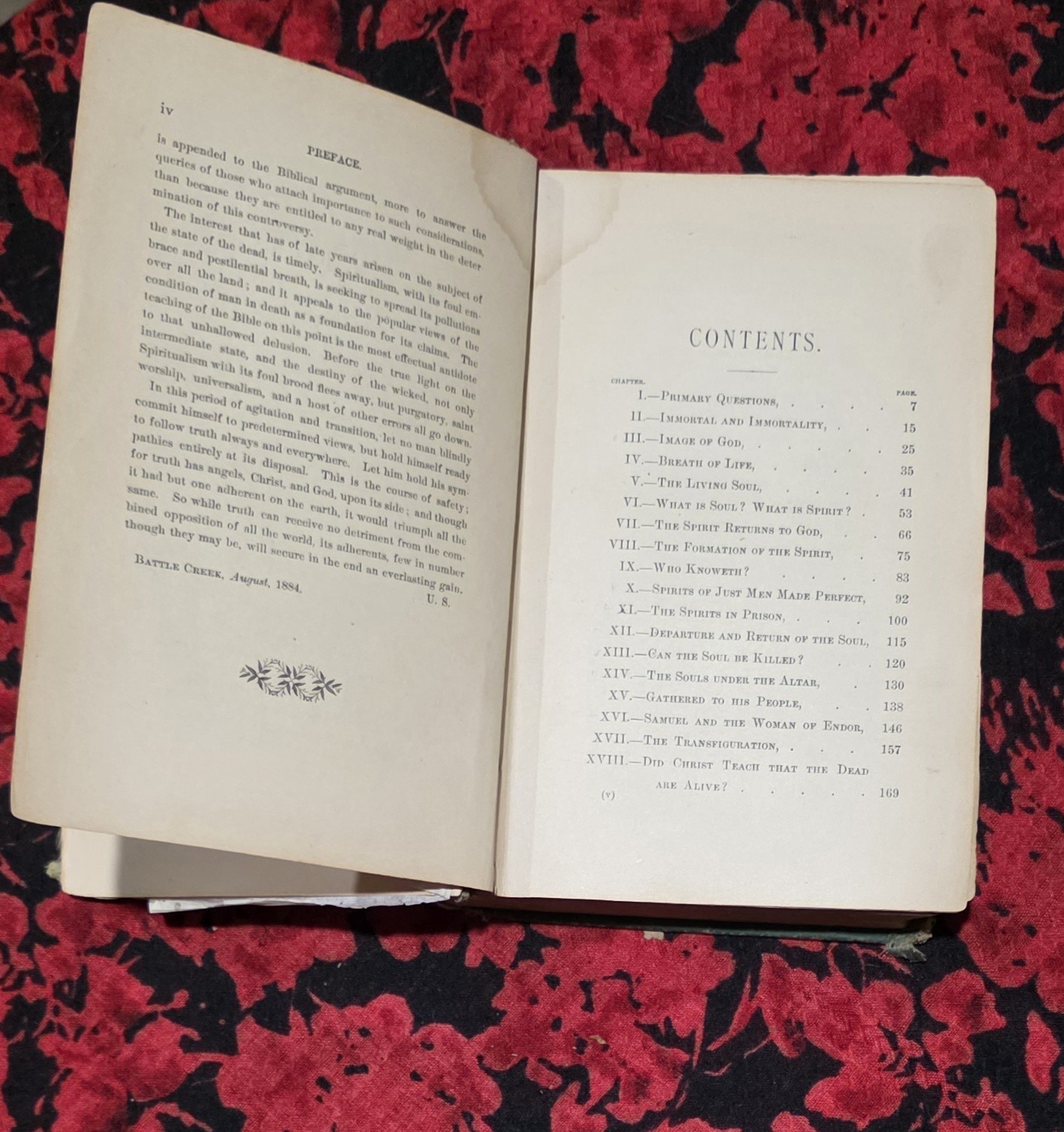 Antique 1884 Man’s Nature and Destiny Uriah Smith SDA Hardcover Religious Book