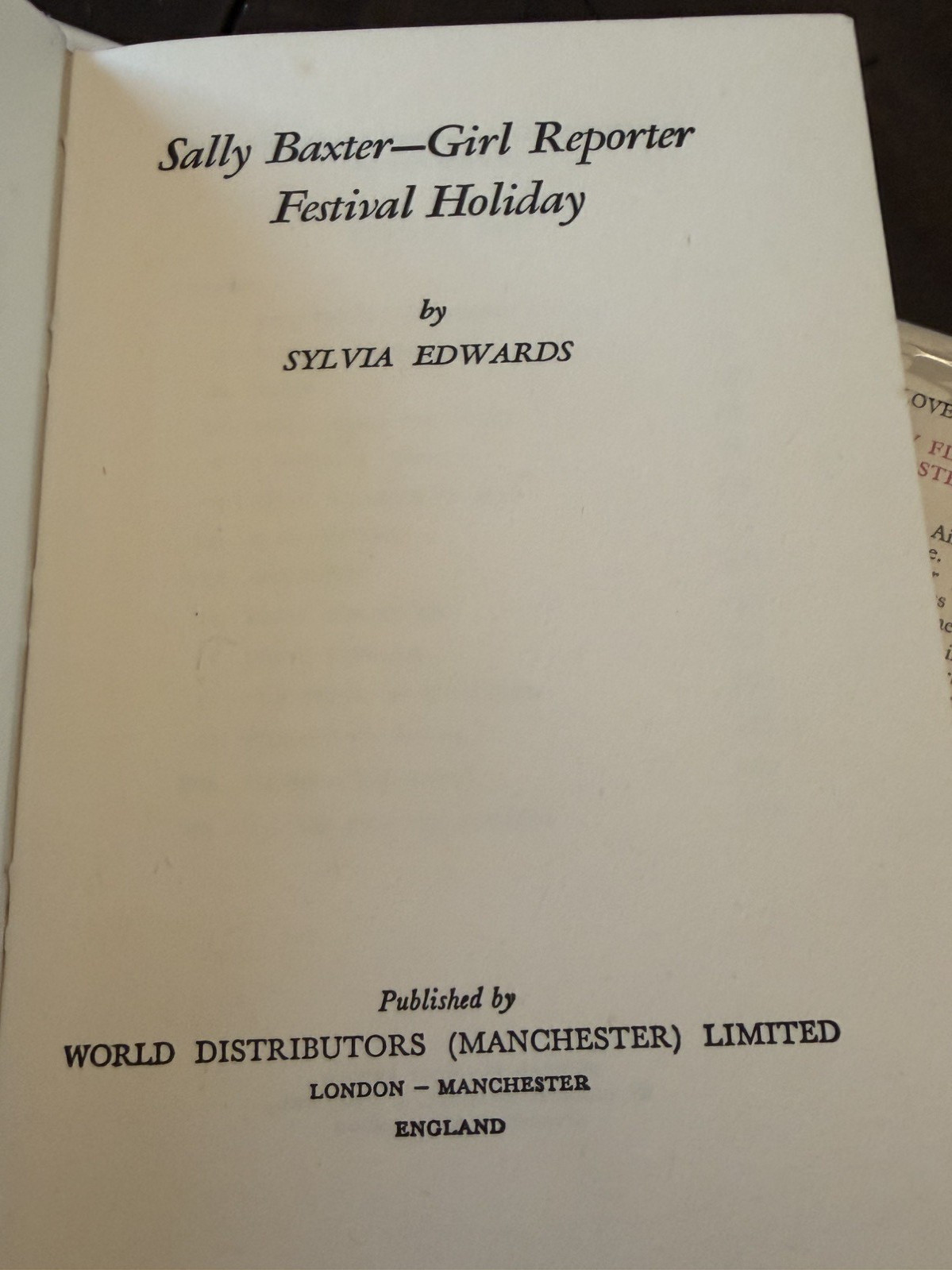 Sally Baxter, Girl Reporter #12 Festival Holiday DJ Good RARE UK Hardcover