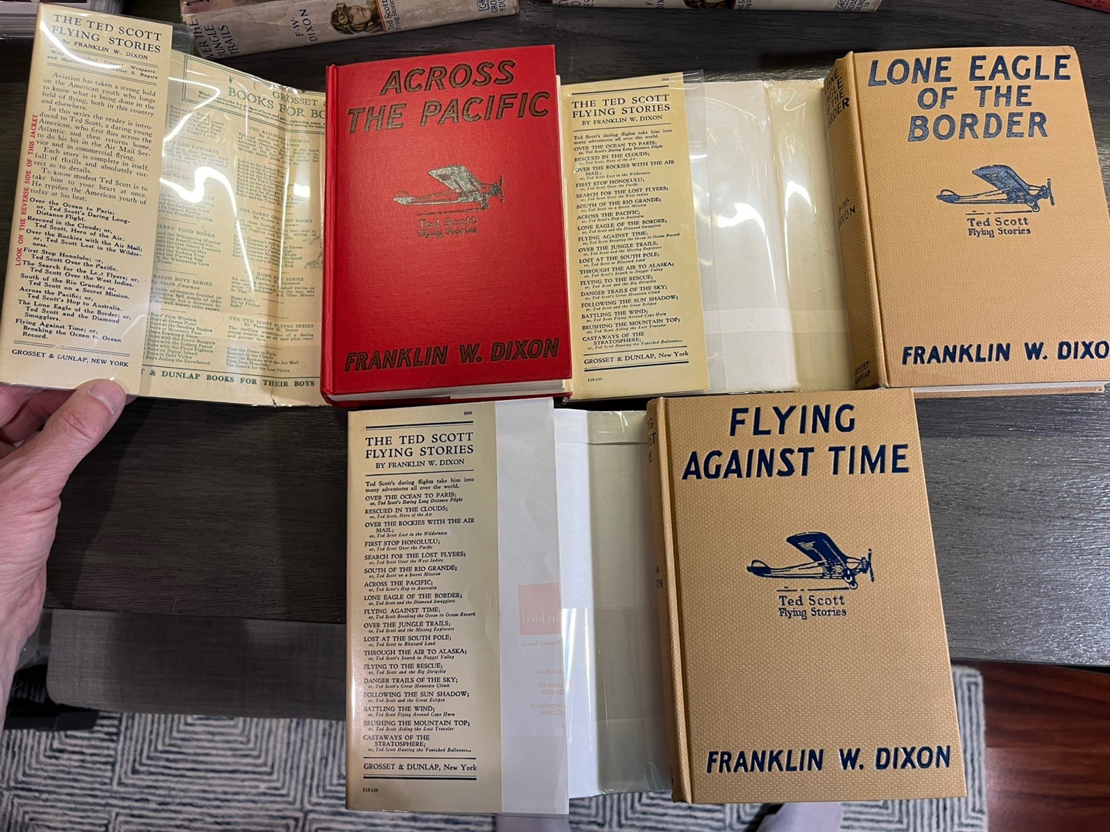 “Ted Scott Flying Stories” Lot #-13,15-20 Franklin W. Dixon Illus. HC DJs Exc!
