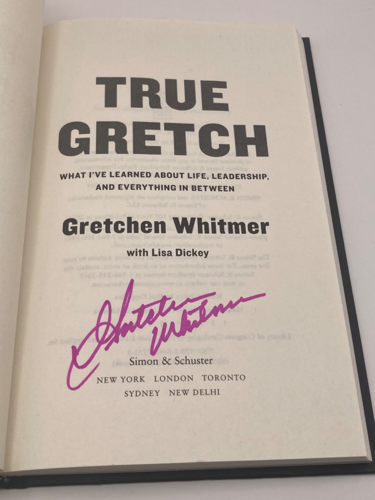 SIGNED True Gretch Gretchen Whitmer 1st Edition 1st Printing Michigan Governor