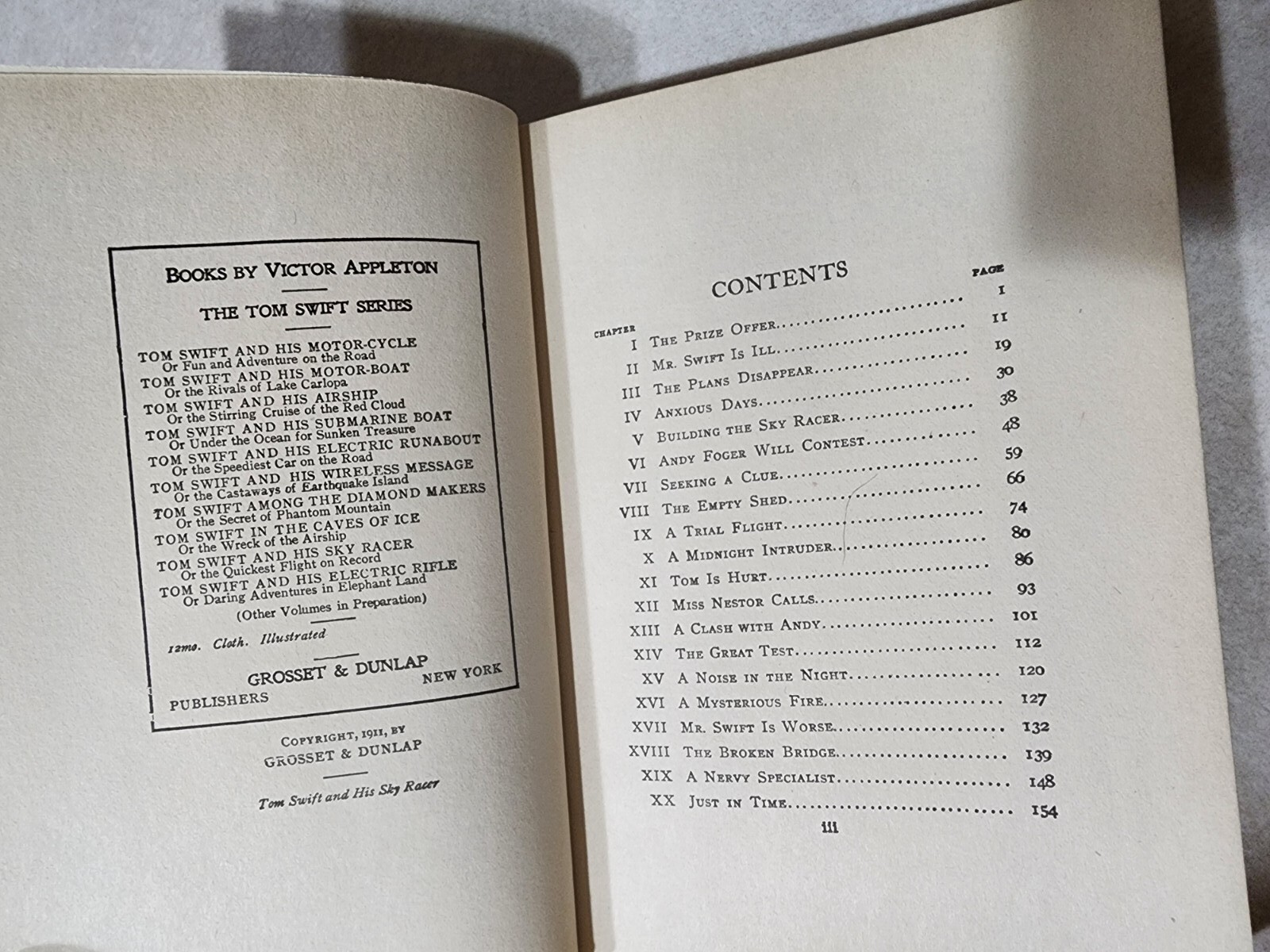 TOM SWIFT AND HIS SKY RACER Victor Appleton ADVENTURE Juvenile Fiction HCDJ 1911