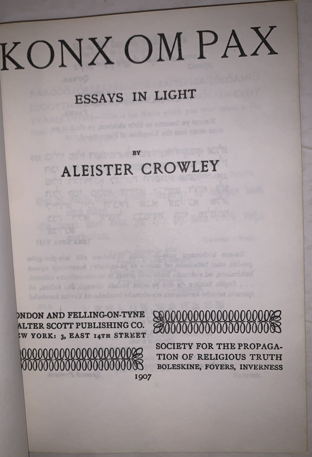 KONX OM PAX, by ALEISTER CROWLEY, c.1980 FACSIMILIE, OCCULT, THELEMA, MYSTICISM