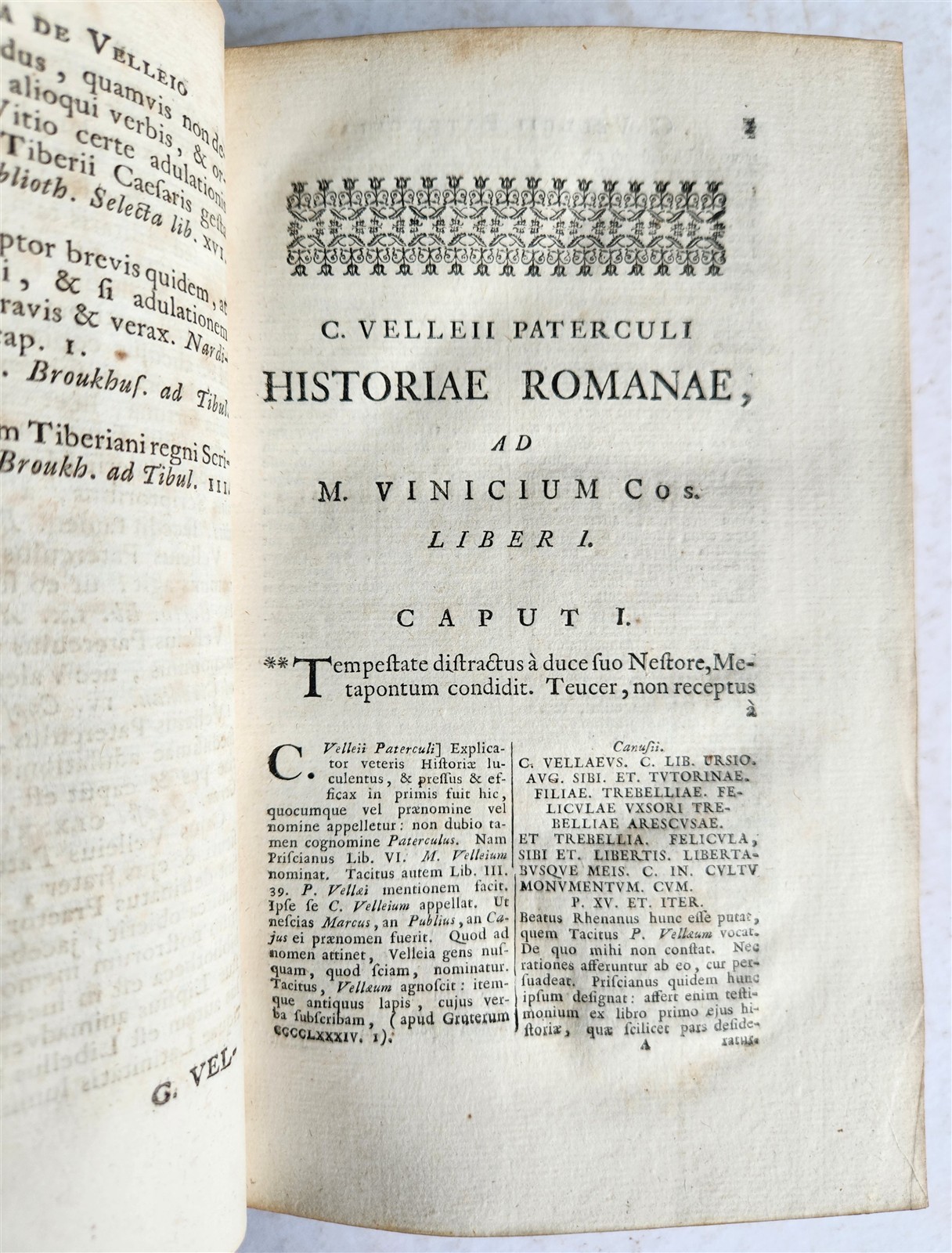 1756 ROMAN HISTORY by V. Paterculi antique VELLUM PRIZE BINDING w/ COAT OF ARMS