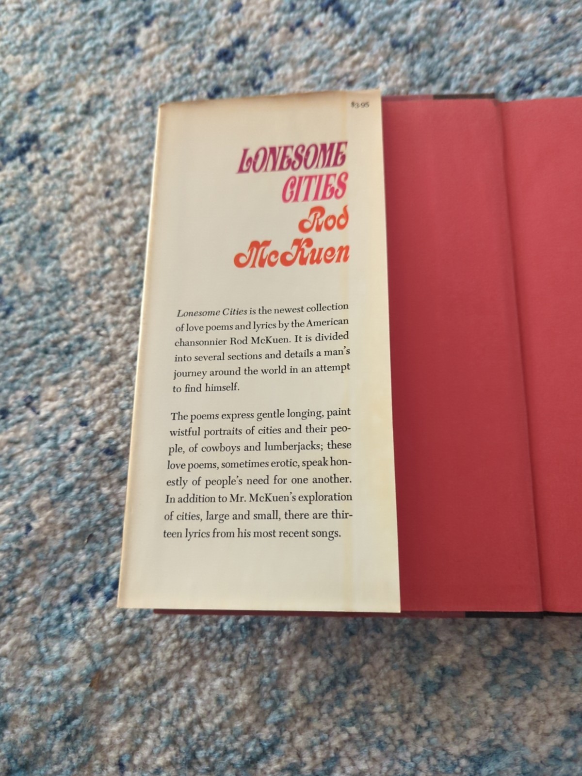 Rod McKuen ‘Lonesome Cities’ First Edition 1971 HC/DJ VG