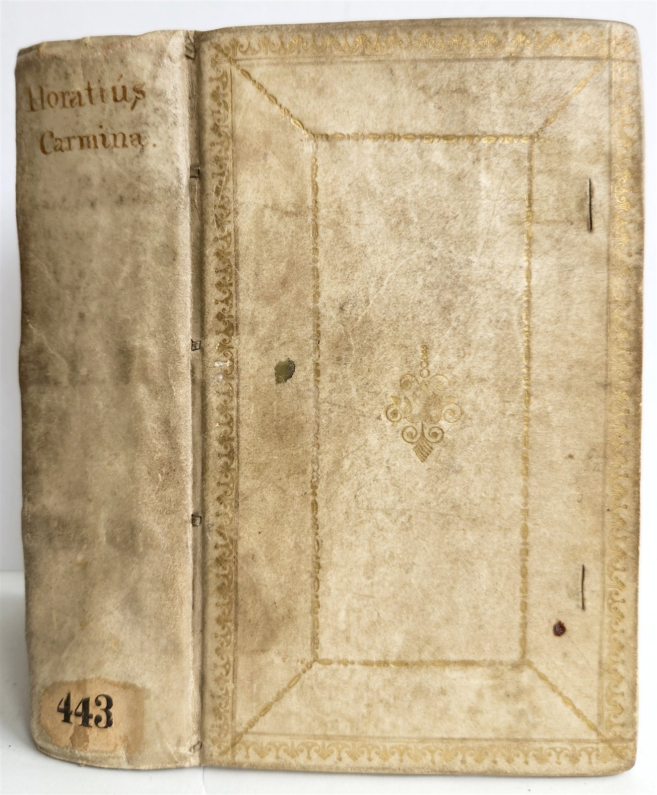 1696 HORACE POETRY w/ COMMENTARIES ANTIQUE VELLUM BINDING 17th CENTURY