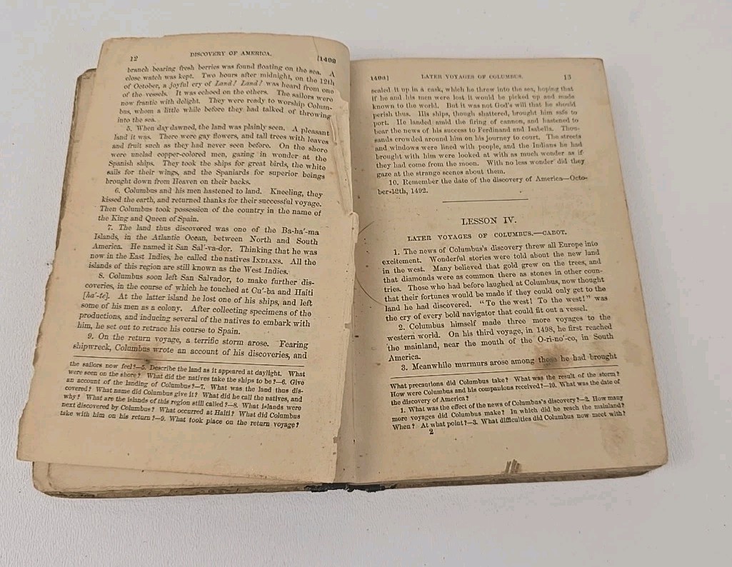 1887 Primary History of the United States Made Easy Interesting G.P. Quackenbos