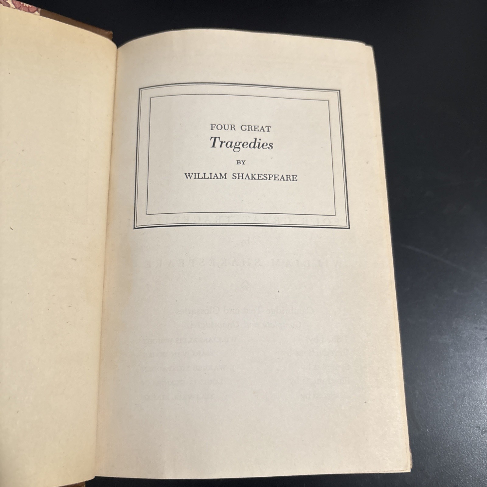 Shakespeare’s Four Great Tragedies Collector’s Edition 1948 Pocket Books
