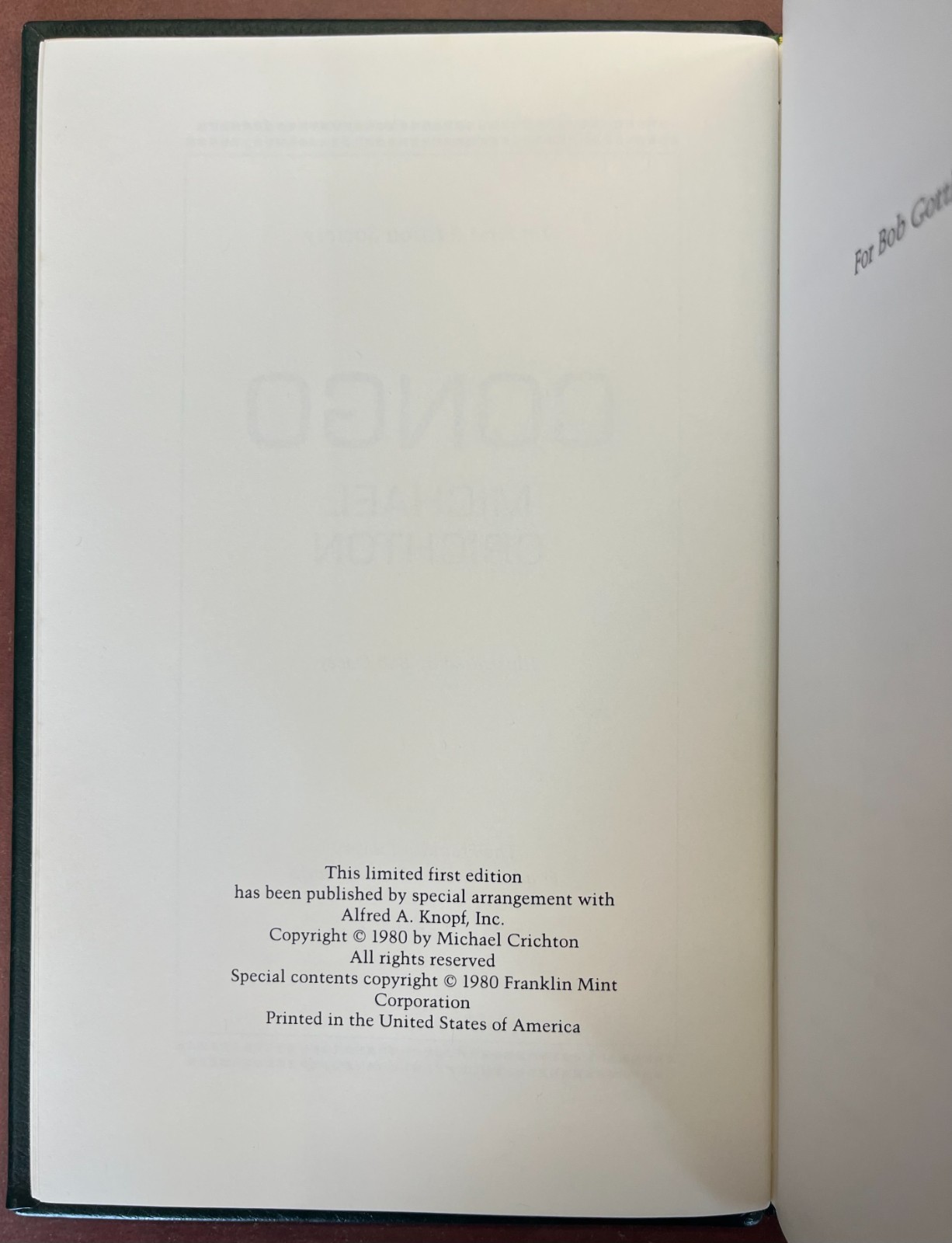 Congo by Michael Crichton 1980 First Edition Society