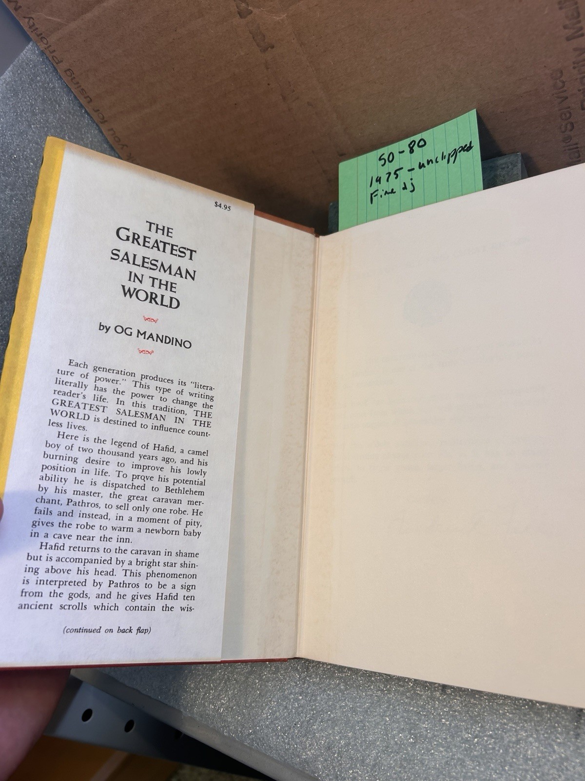 1975 The Greatest Salesman in the World Og Mandino HC DJ Fine Condition
