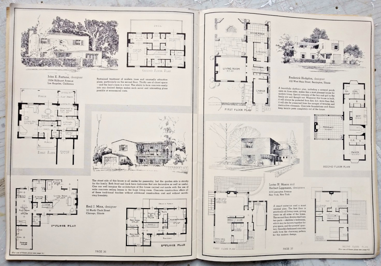 D Designed for Concrete 1936 Historic House Home Design Catalog Pencil Points