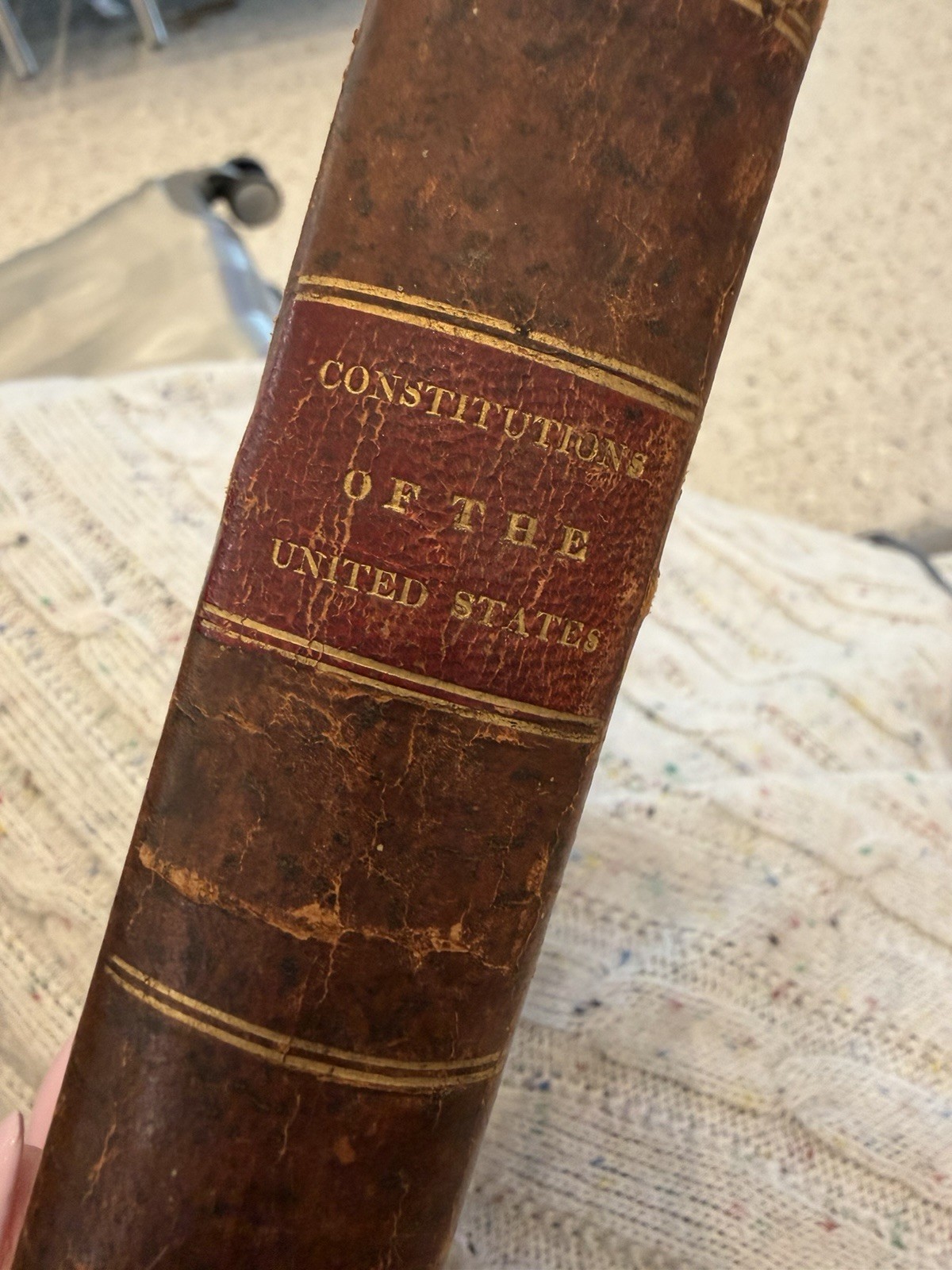 1823 Constitution United States Leather Book Declaration KY Officer Inscribed