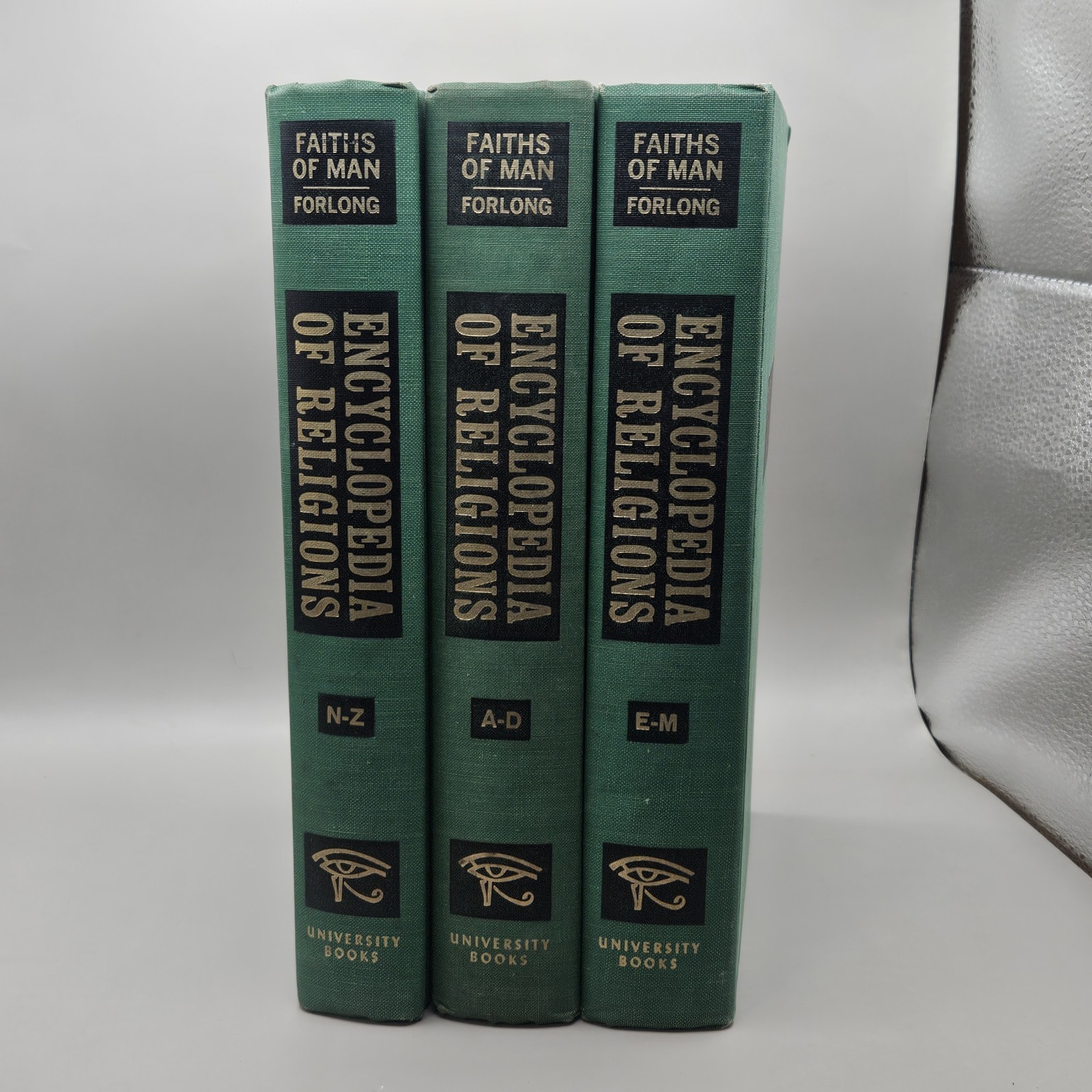 1964 Forlong ENCYCLOPEDIA OF RELIGIONS, FAITHS OF MAN 3 Vol. Set Rare Old Books