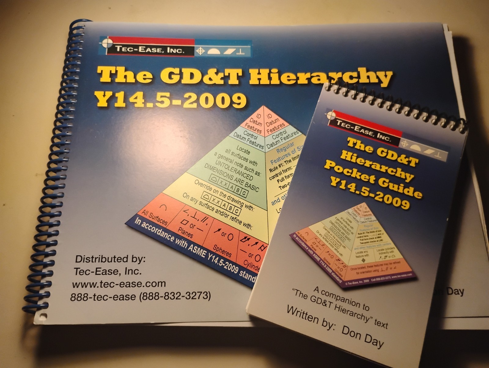 GD&T Hierarchy Y14.5-2009 & Pocket Guide Don Day Tec-Ease Eng. Set VG