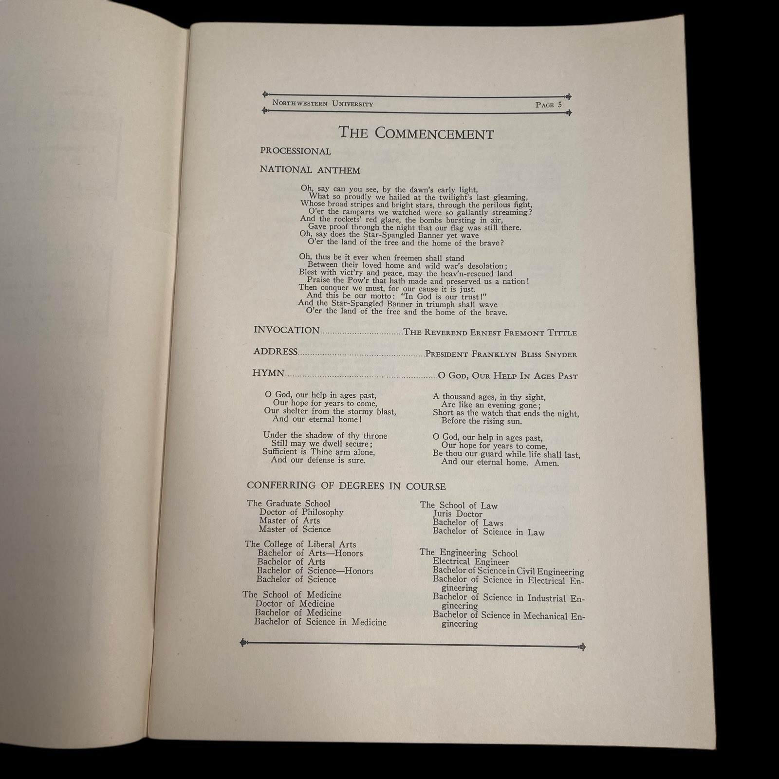 1940 Northwestern University 82nd Annual Commencement 54 pgs Evanston Illinois