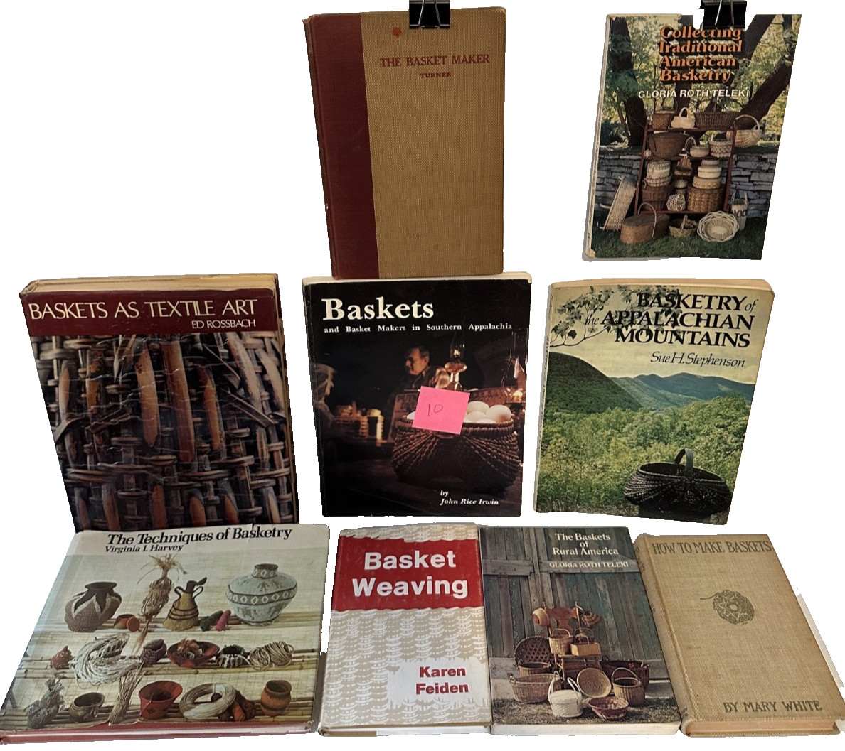 Rural American baskets 9 VTG book lot Appalachian folk traditional basket making
