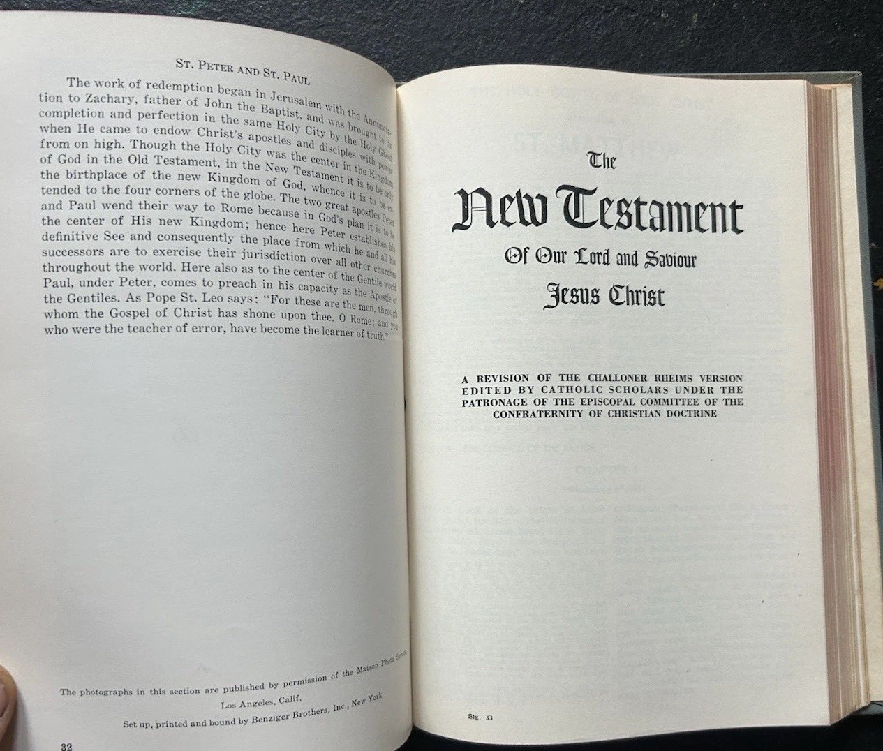 Vtg. Benzinger Brothers, New American Catholic Holy Bible, Confraternity Version