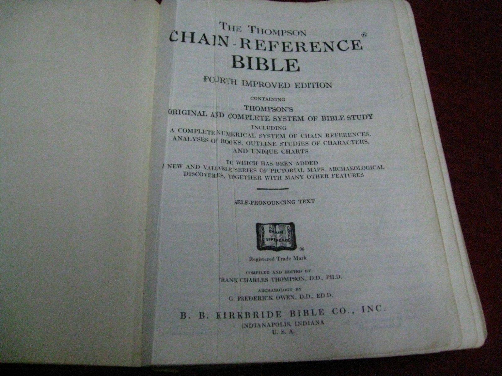 1964 KJV Red-Letter Fourth Improved Edition Thompson Chain Study Bible ENG