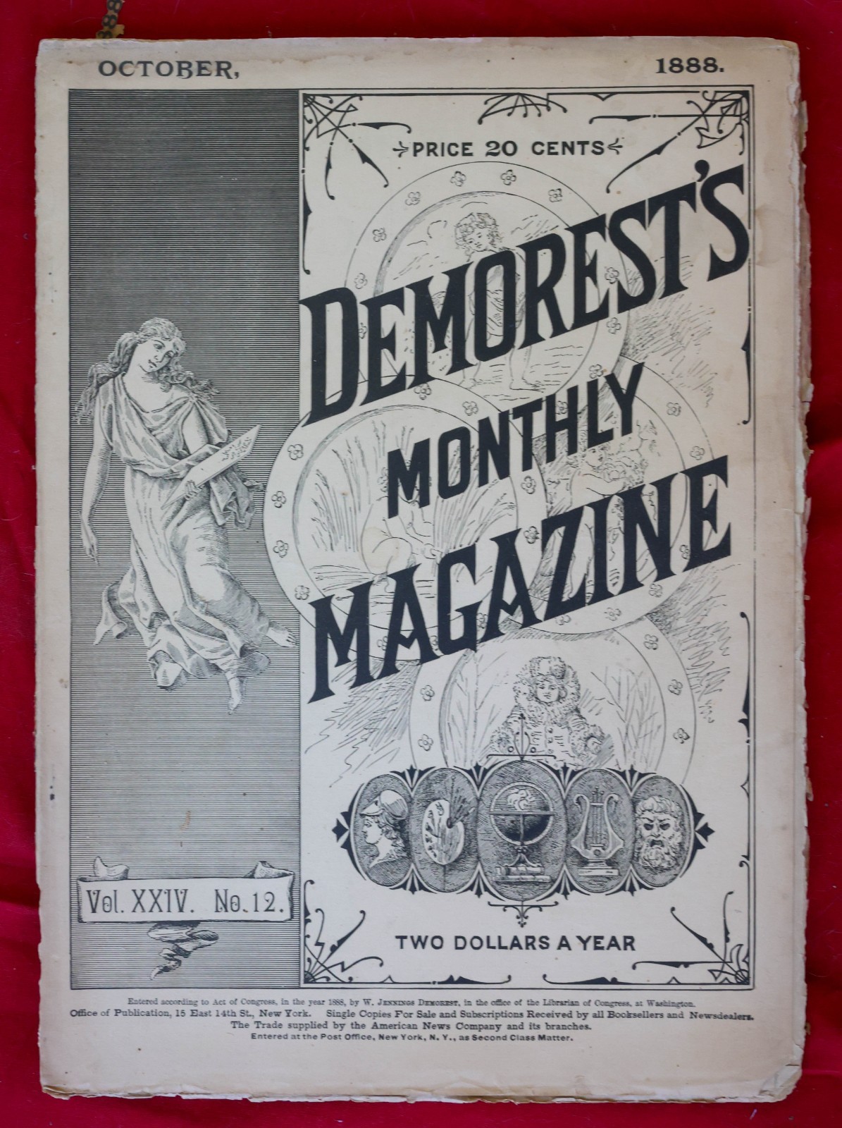 Antique 1888 Demorest’s Monthly Magazine Full Year 12 Issues Fashion Engravings