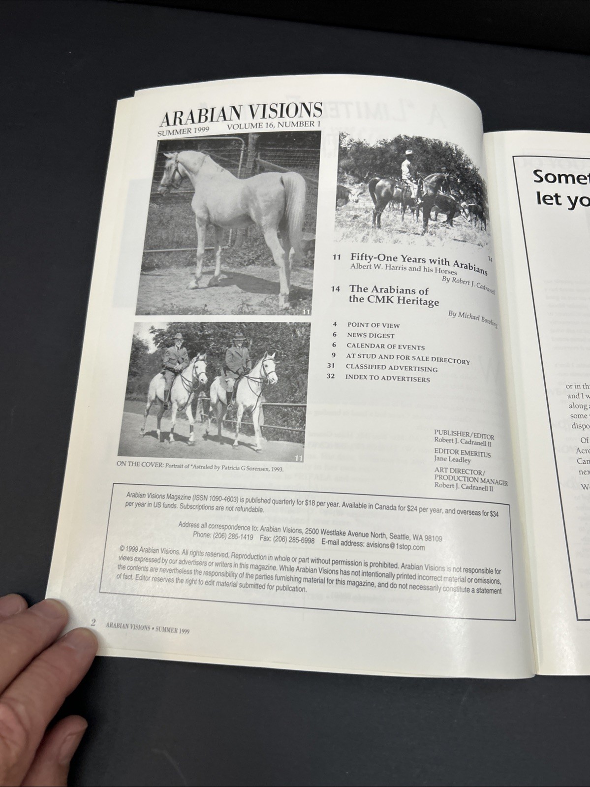 Arabian Visions Magazine Horse Summer 1999 Vintage Northwest CMK AL Khamsa