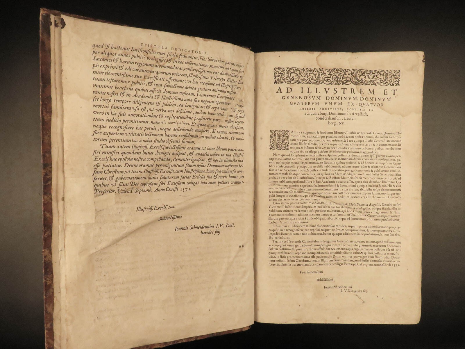 1595 Schneidewein SAXON LAW Institutionum Imperialium Charles V Martin Luther