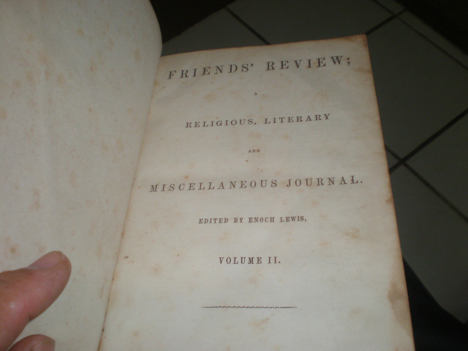 1849 Friends Review Vol. 2 Religious Literary Phila News Leather Book Antique