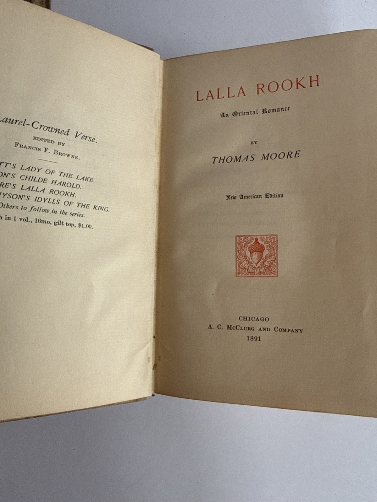 Two Antique Books Lady Of The Lake Lalla Rookh Thomas Moore 1891