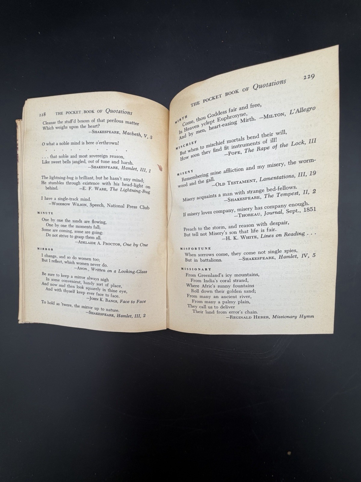 Vintage 1942 The Pocket Book Of Quotations Collector’s Edition Henry Davidoff