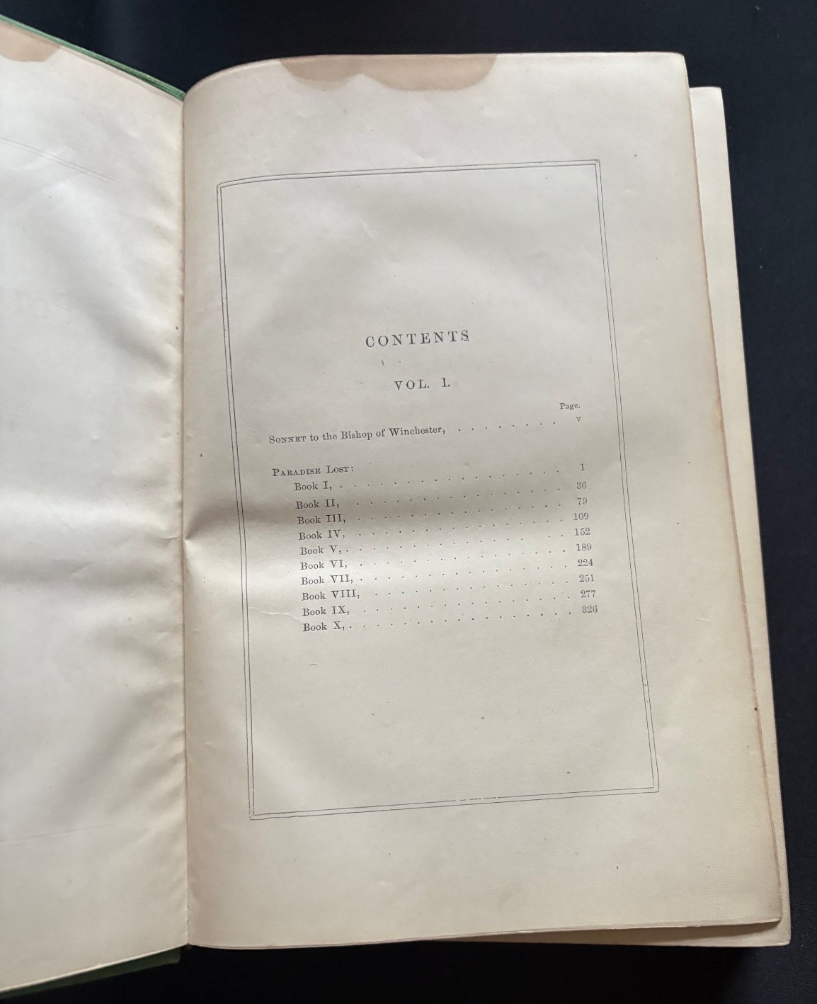 Antique 1800’s Book THE POETICAL WORKS OF JOHN MILTON Paradise Lost/2 Vols. in 1