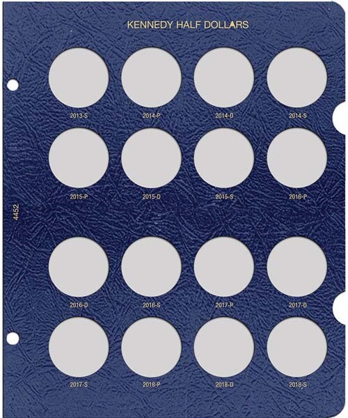 Whitman Coin Album Update Page For Kennedy Half Dollar $ 2013 2018 New w Inserts