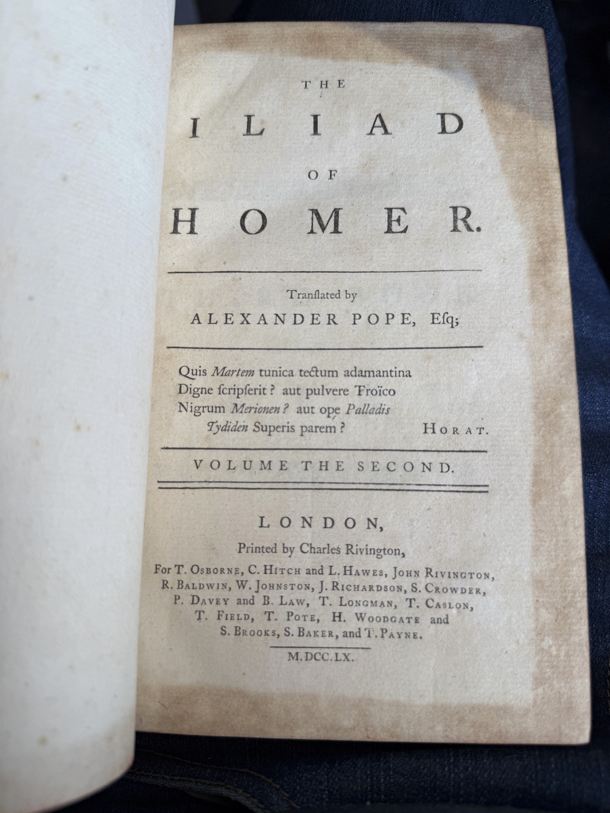 Homer’s The Odyssey Translated by Alexander Pope 1760 5vol Charles Rivington