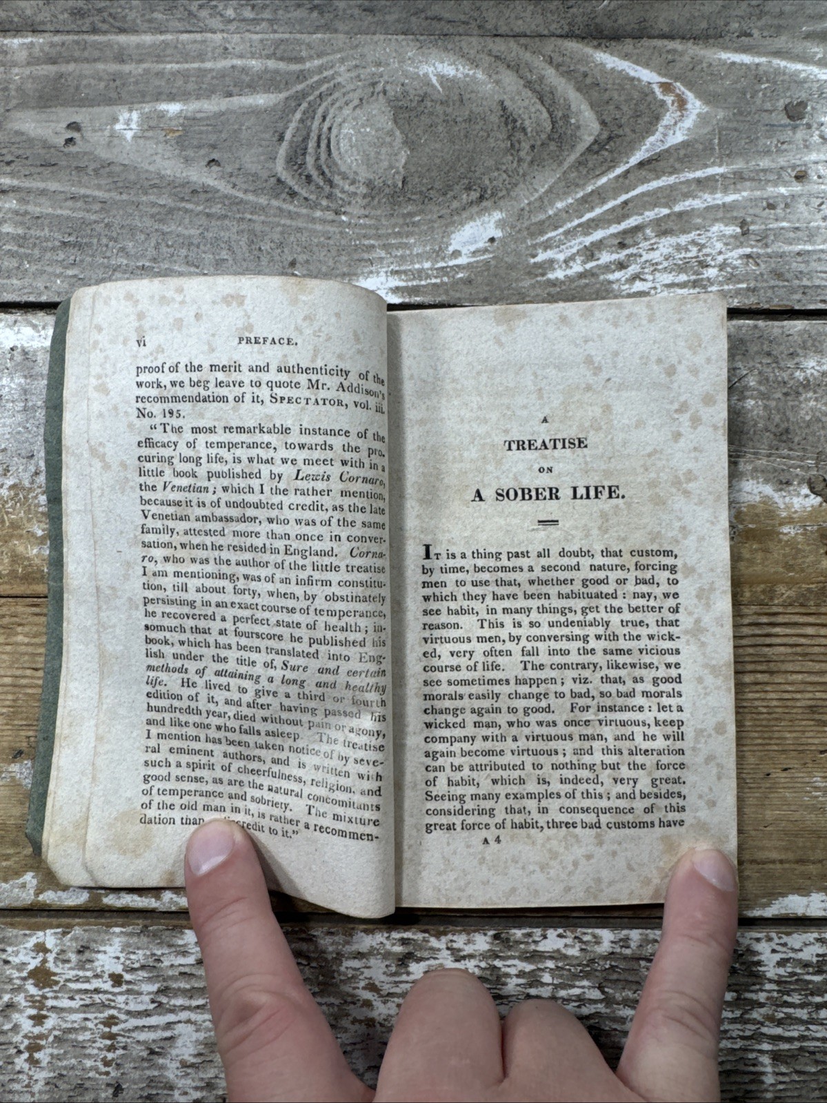 1814 Antique Self-Help Book “Discourses on a Sober and Temperate Life” Cornaro