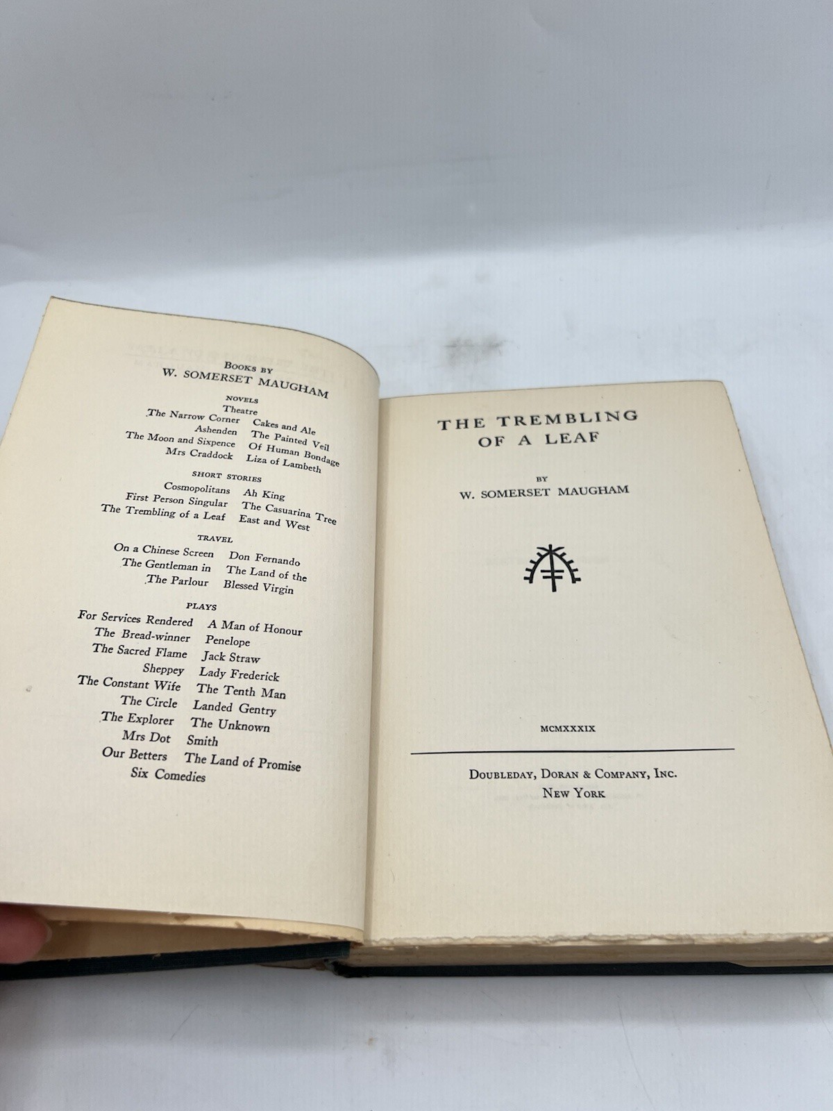 The Trembling of a Leaf by W. Somerset Maugham (Doubleday, 1921) W/DJ 1st Editio