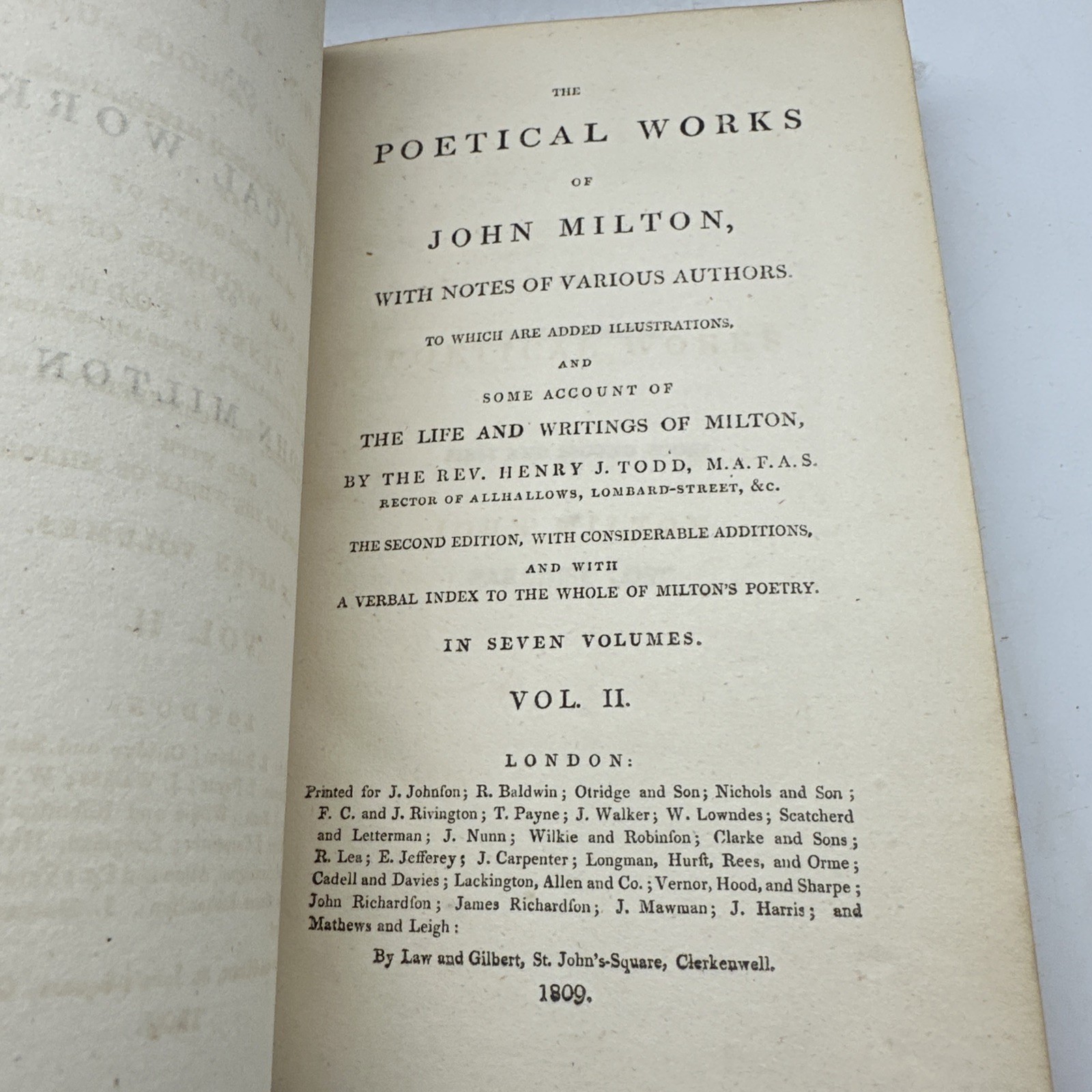 Poetical Works John Milton 1809 7 Vol Set Leather Rebinding Antique (AC66)