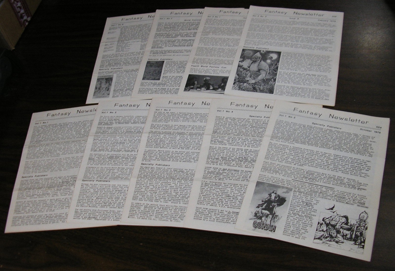 First Nine Issues FANTASY NEWSLETTER 1970’s Vintage F & SF Fanzines #1 thru #9