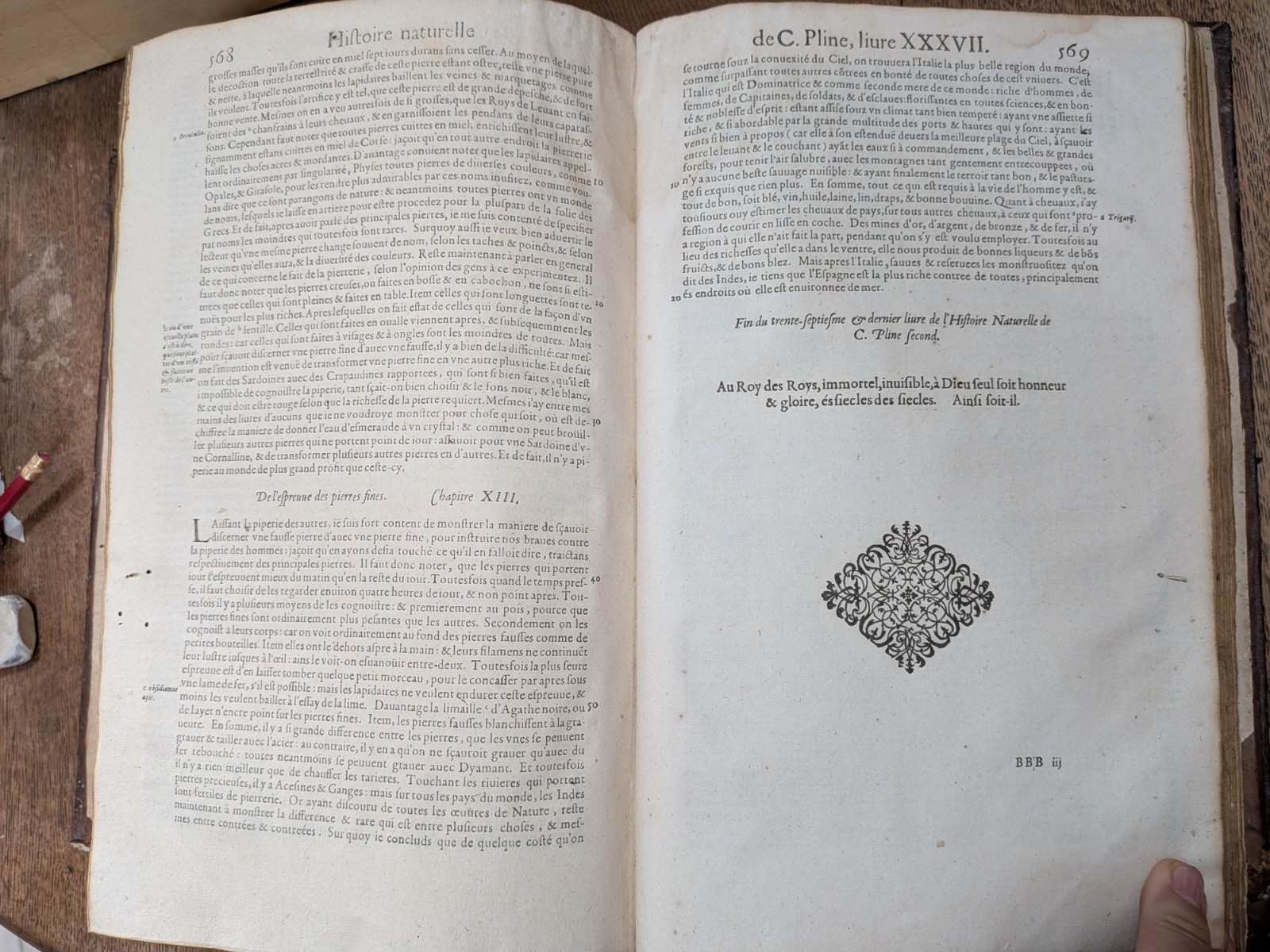 antique book-A. Pinet -The History of the World of C. Pliny Second 2/2 in 1 V…