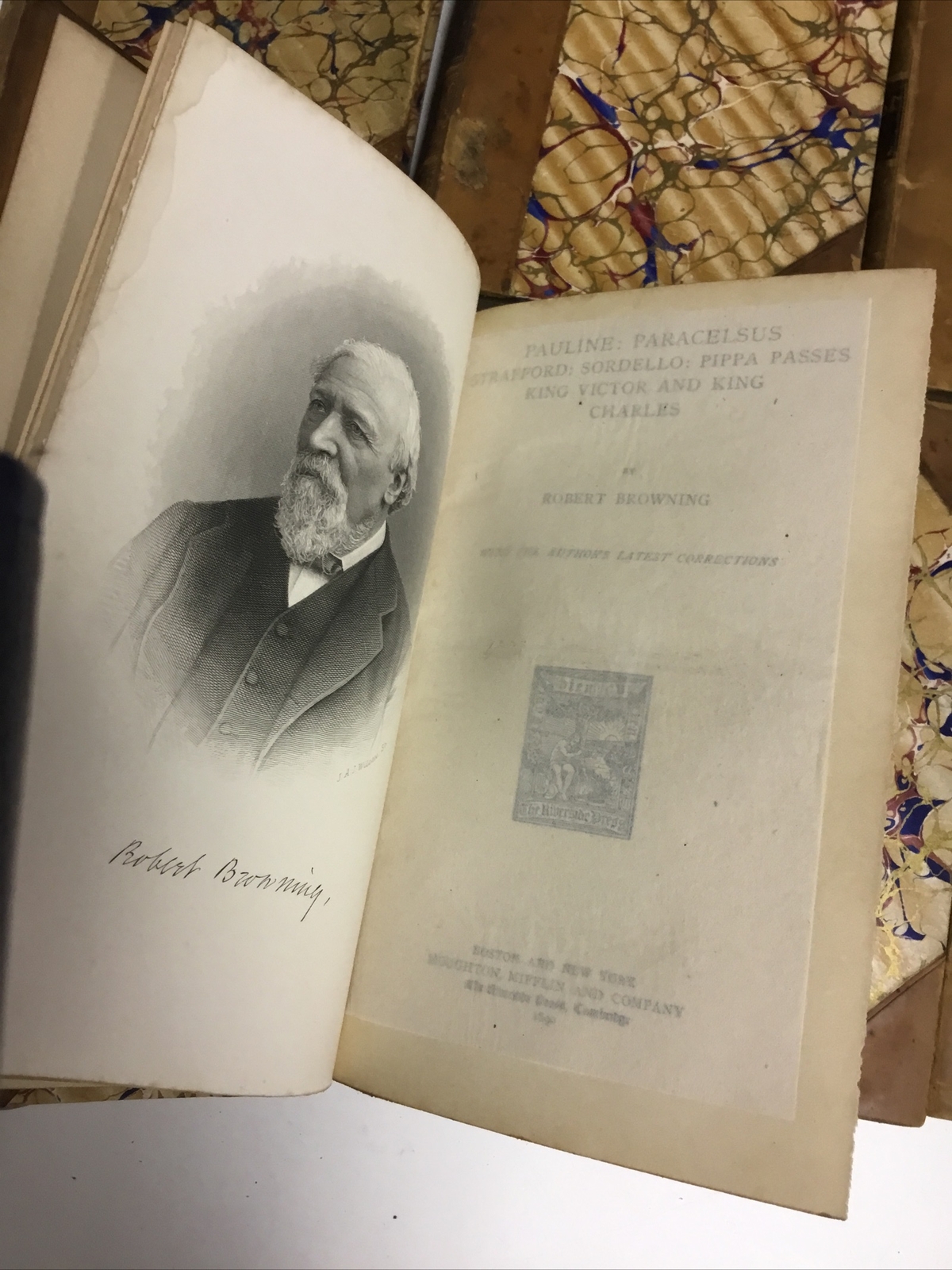 Robert Browning 1890 6 Volume Set + 7th Asolando Quarter Leather