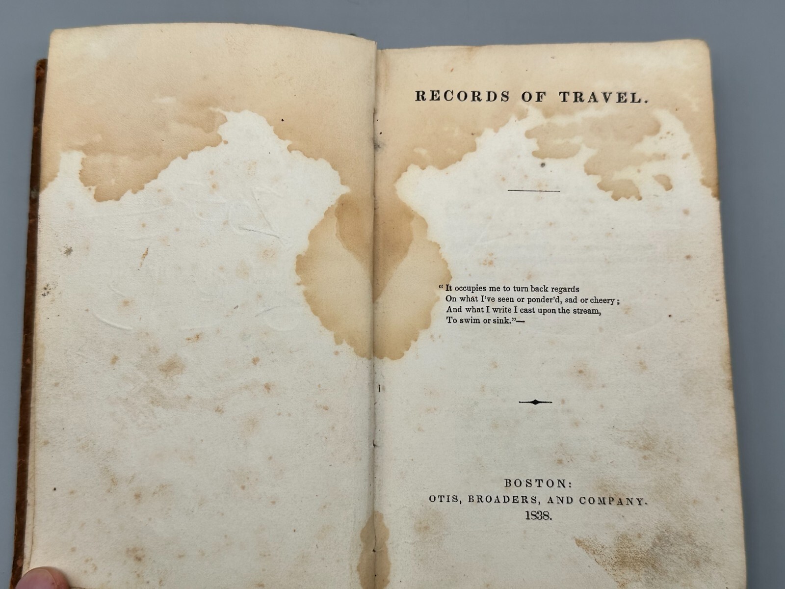 1838 Records of Travel FIRST EDITION 6.5″ x 4.25″ Antique