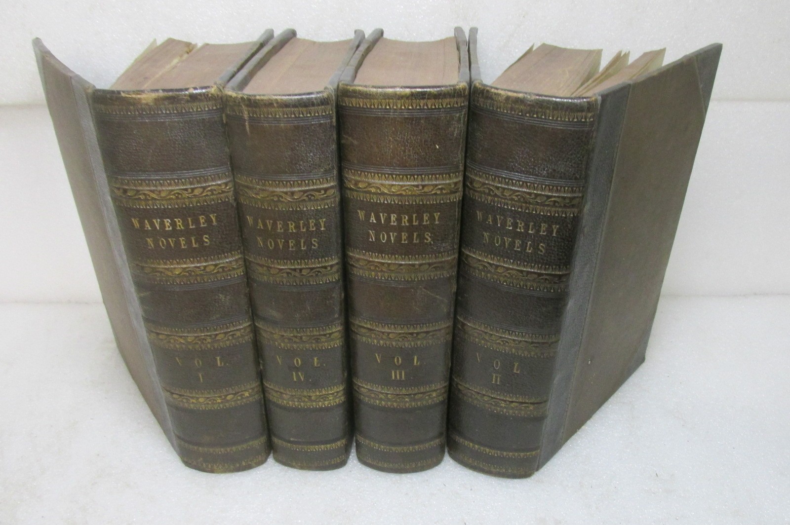 The Waverley Novels – Copyright Edition, 4 volume leather set, 1867.