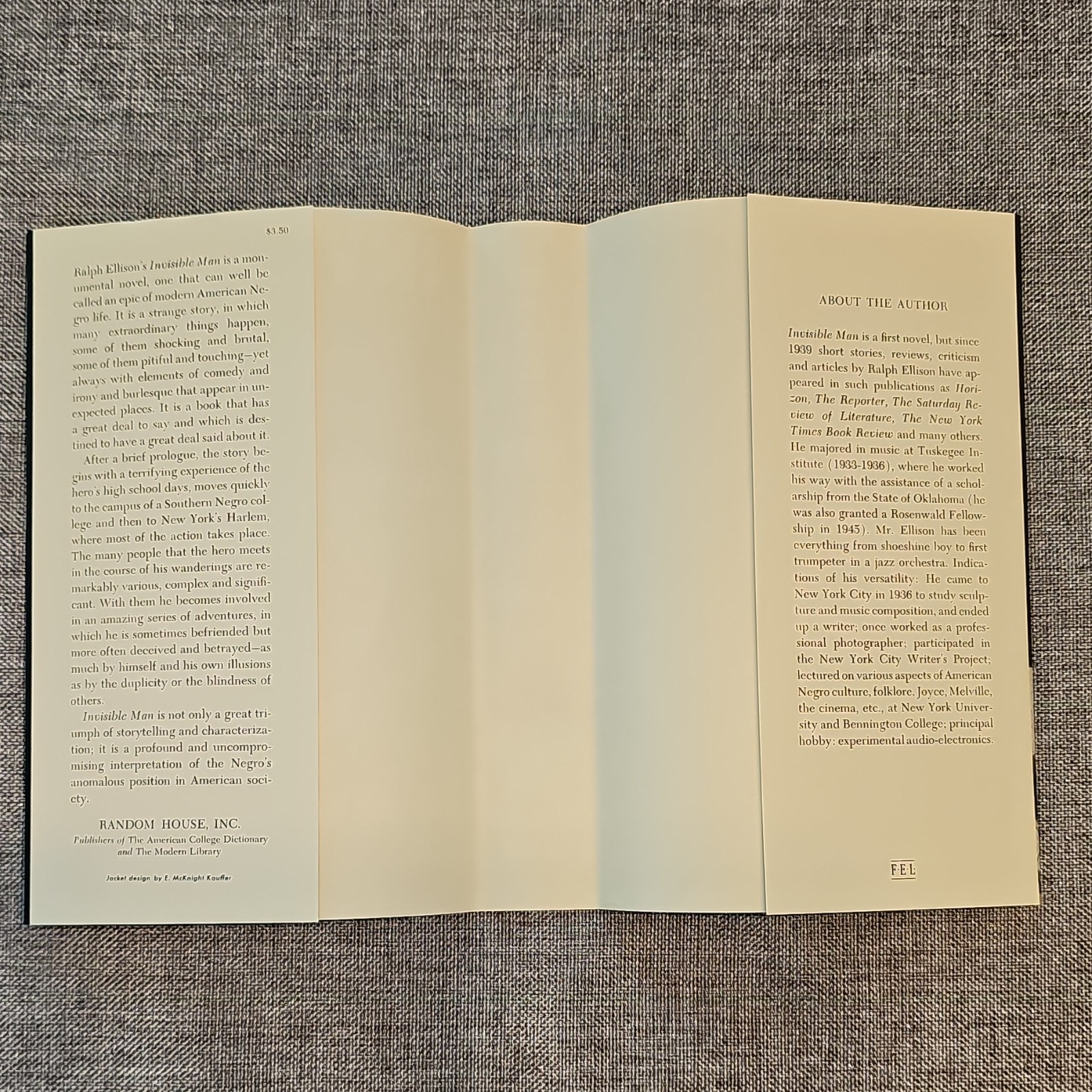 Invisible Man – Ralph Ellison Hardcover 1952 Random House, First Edition Library