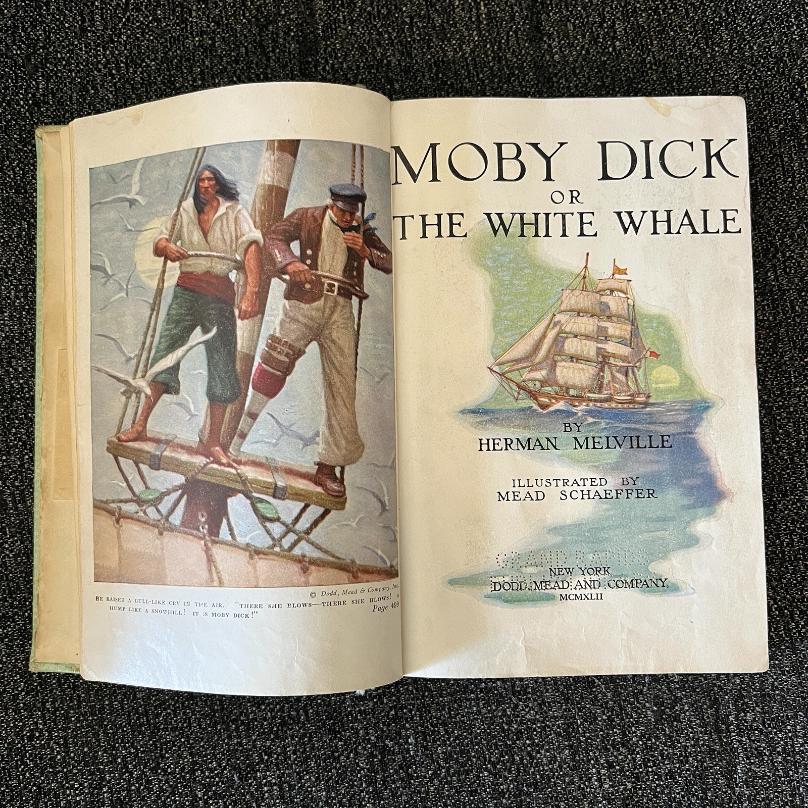 Moby Dick Or The White Whale 1942 Vintage Book By Herman Melville Mead Schaeffer