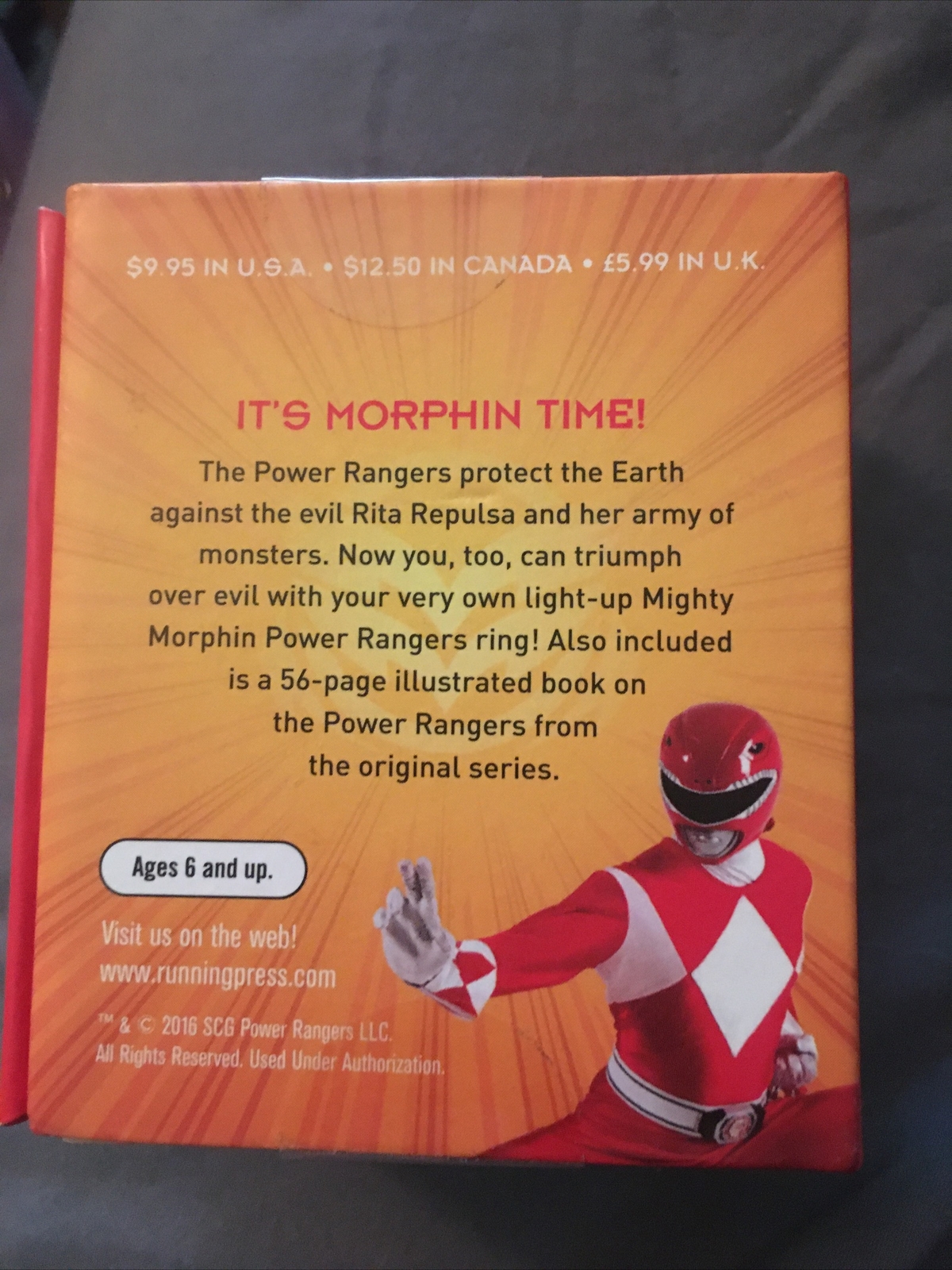 Mighty Morphin Power Rangers Light-Up Ring and Illustrated Book (RP Minis) NEW