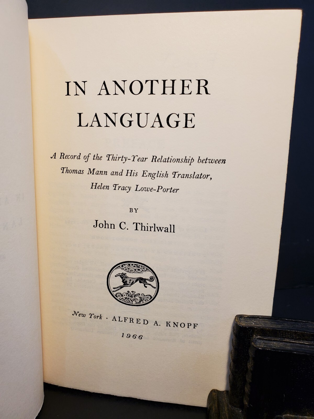 In Another Language John Thirwall, 1st Ed 1966 Hardcover Dust Jacket