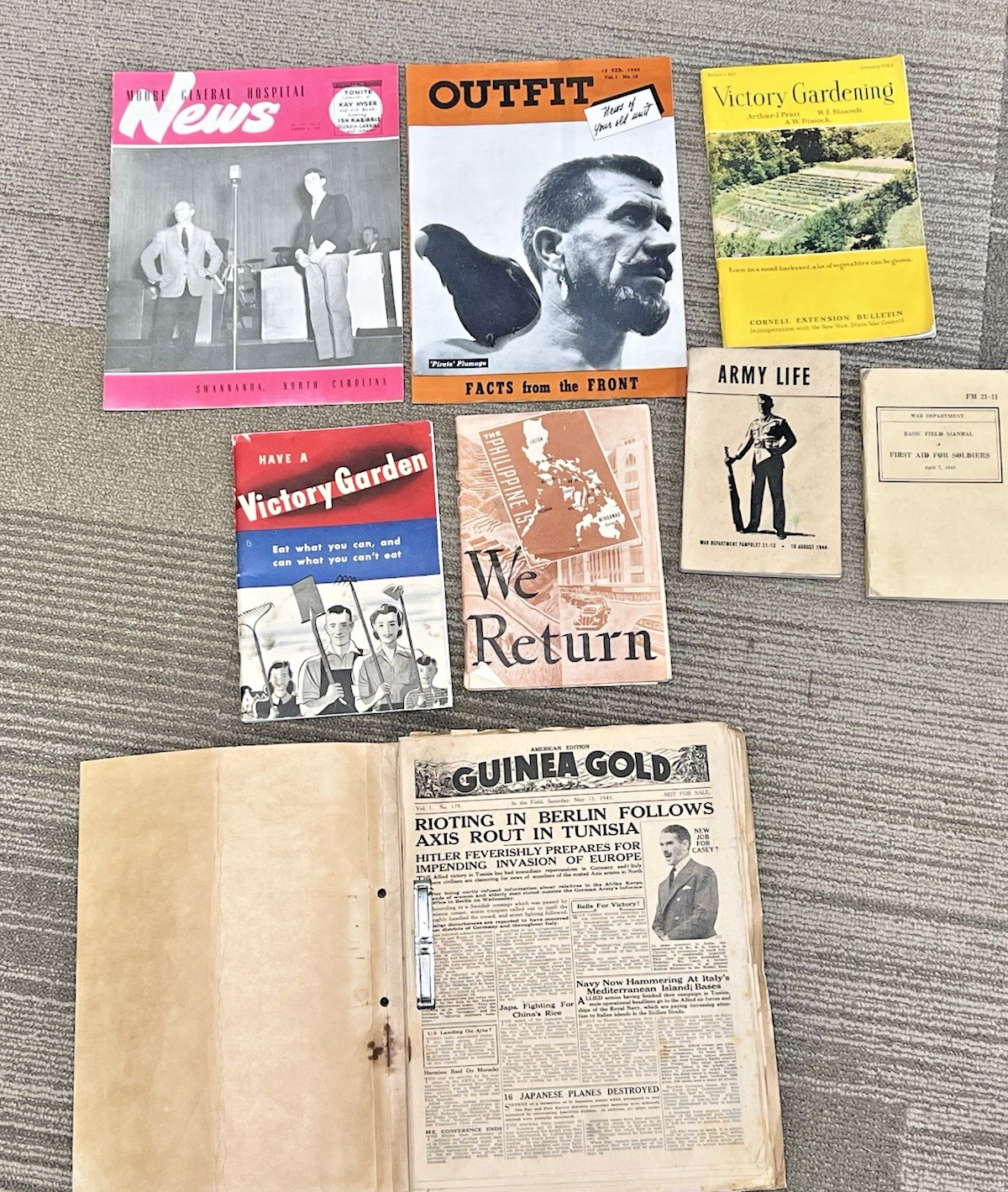 Lot 8 Vintage Military Wartime Newspaper Guinea Gold Books Magazines Pamphlets