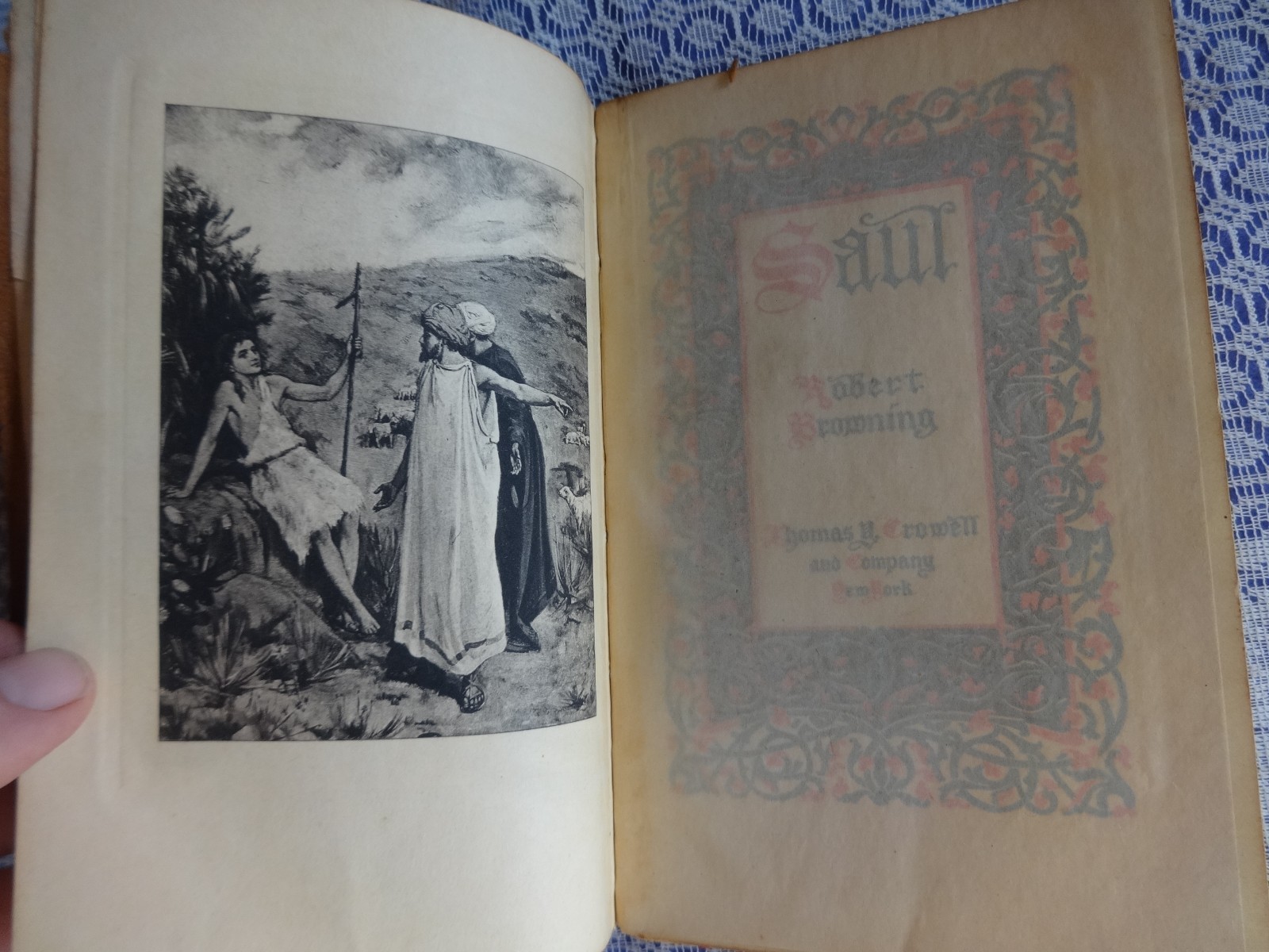 Original 1901 Antique 2nd printing Browning’s Saul leather embossed book