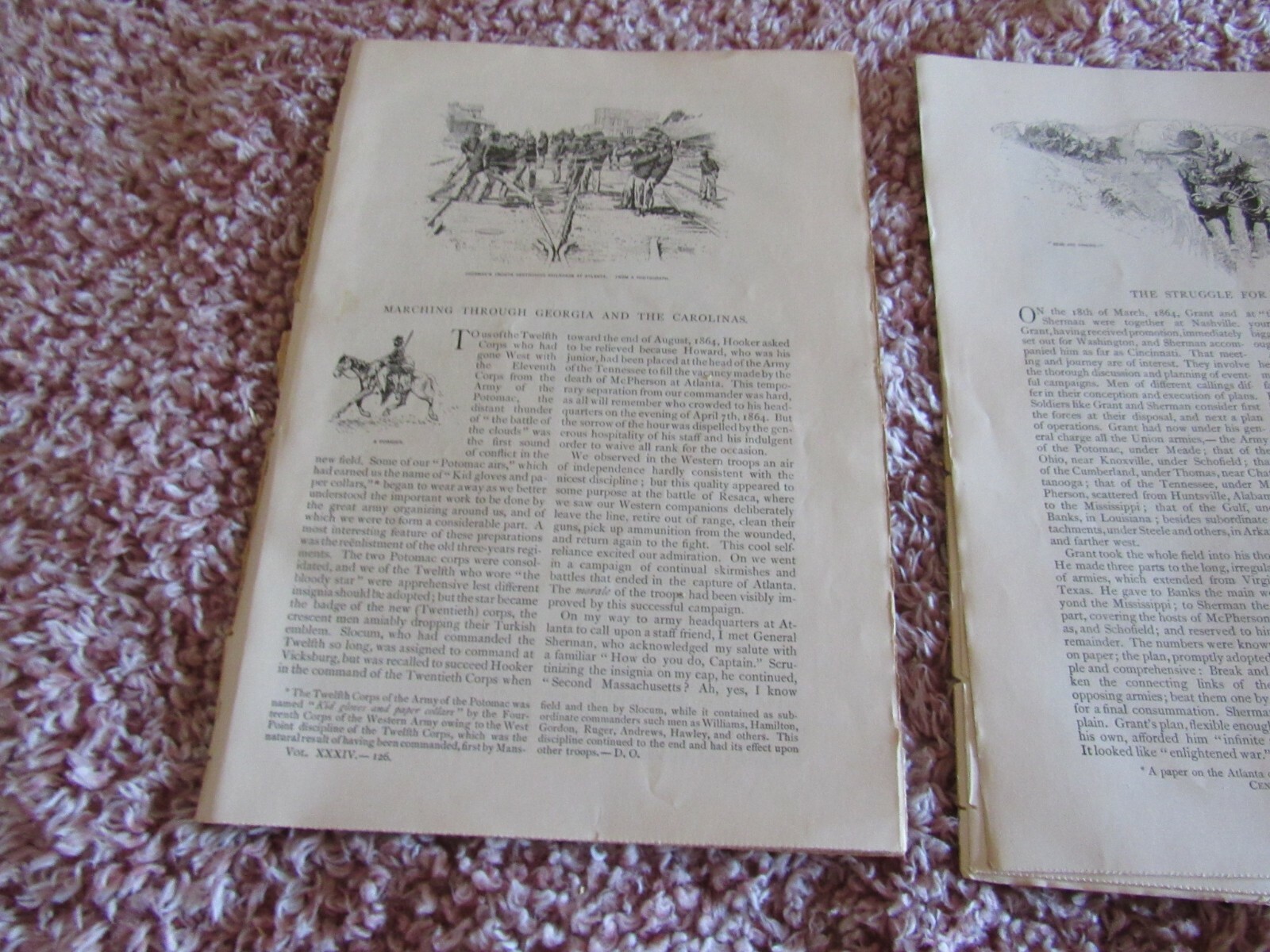 Lot 6-Antique Articles-Illustrated-1887-Civil War-Georgia-Atlanta-Bentonville