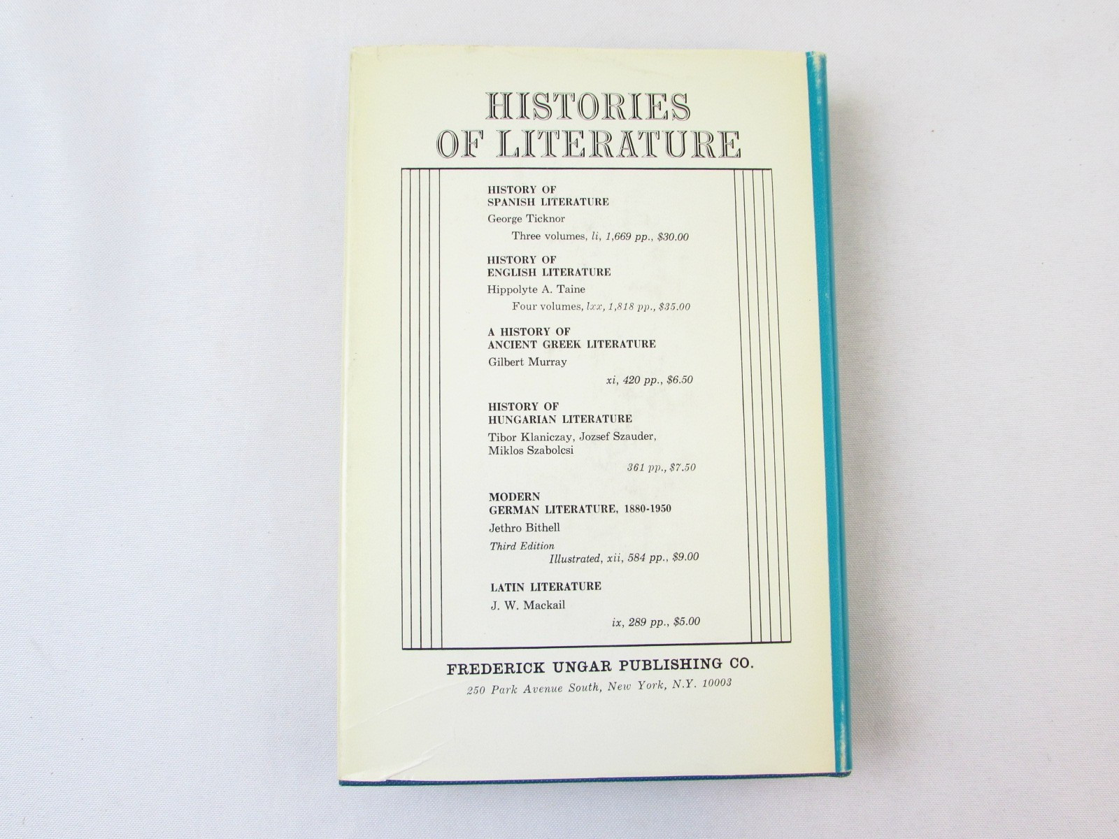A History of Ancient Greek Literature Gilbert Murray 1967 Ungar HCDJ