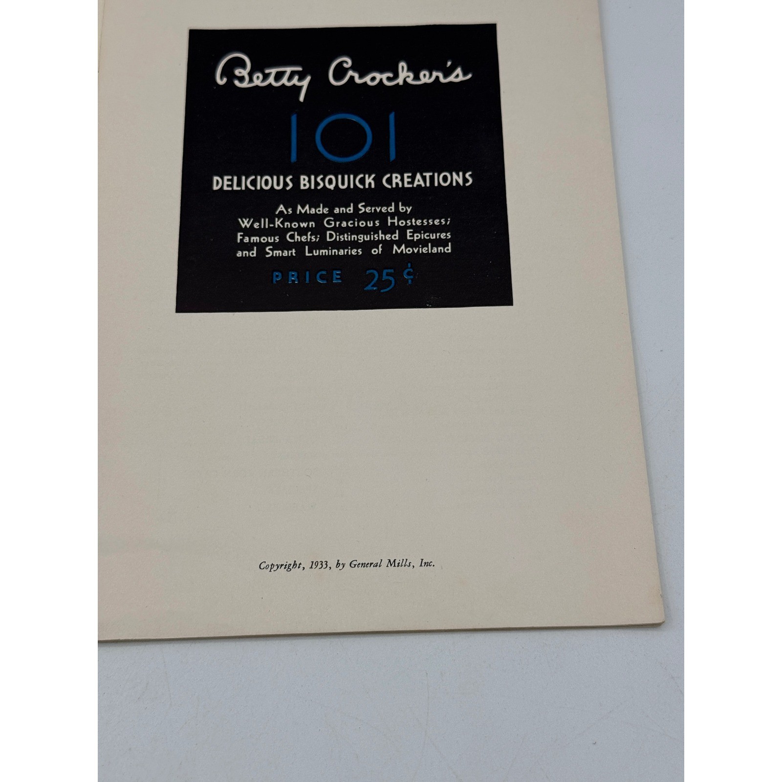 Betty Crocker Bisquick 101 Delicious Creations Booklet 1933 Vintage Movie Stars
